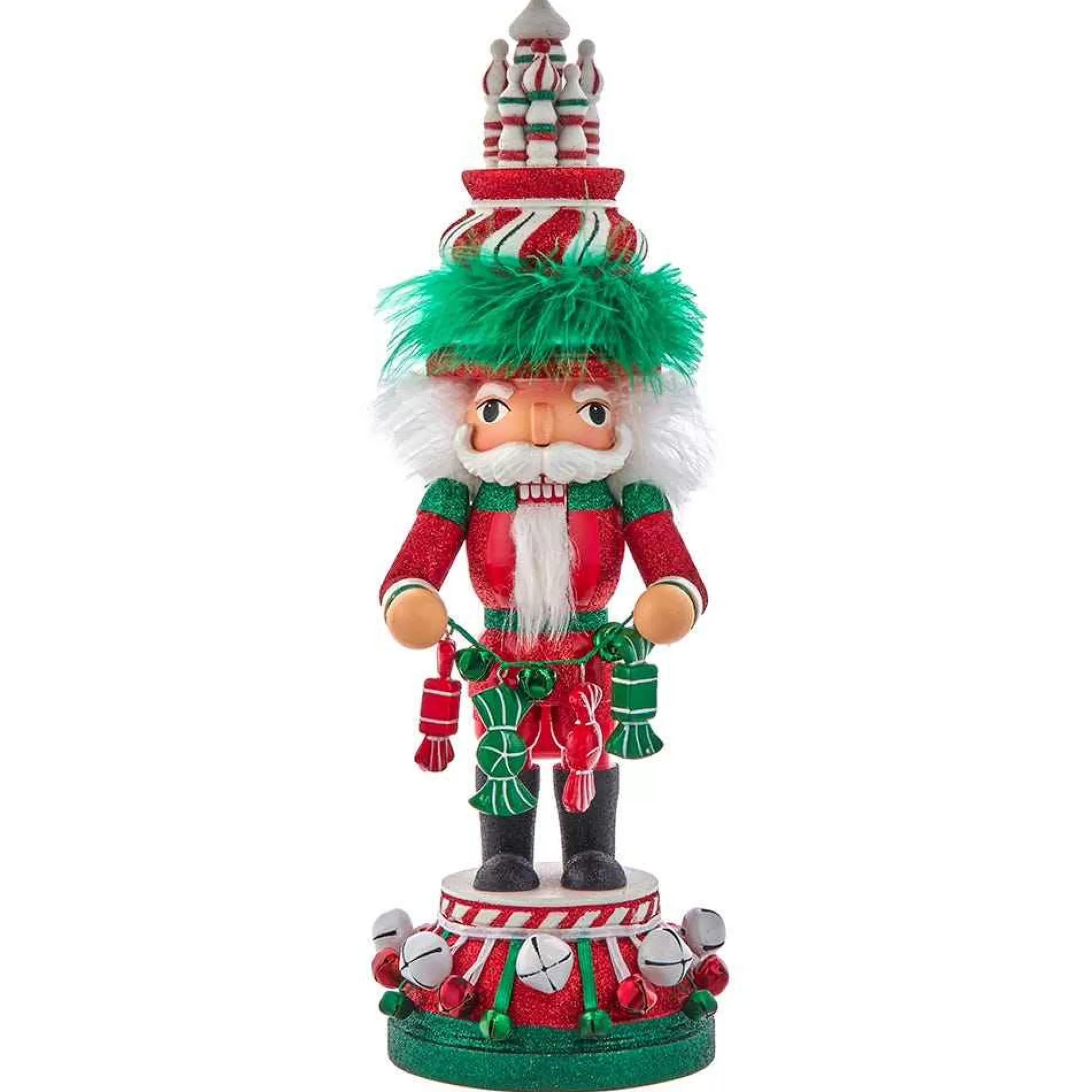 Kurt Adler 15-Inch Hollywood Nutcrackers™ Red, White And Green Candy Tower Hat Nutcracker