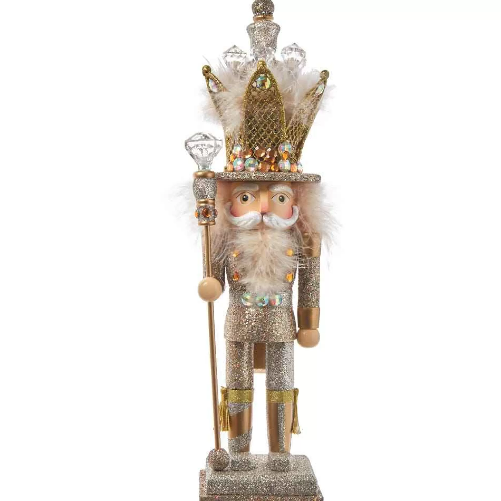 Kurt Adler 16-Inch Hollywood Platinum And Gold Glitter King Nutcracker