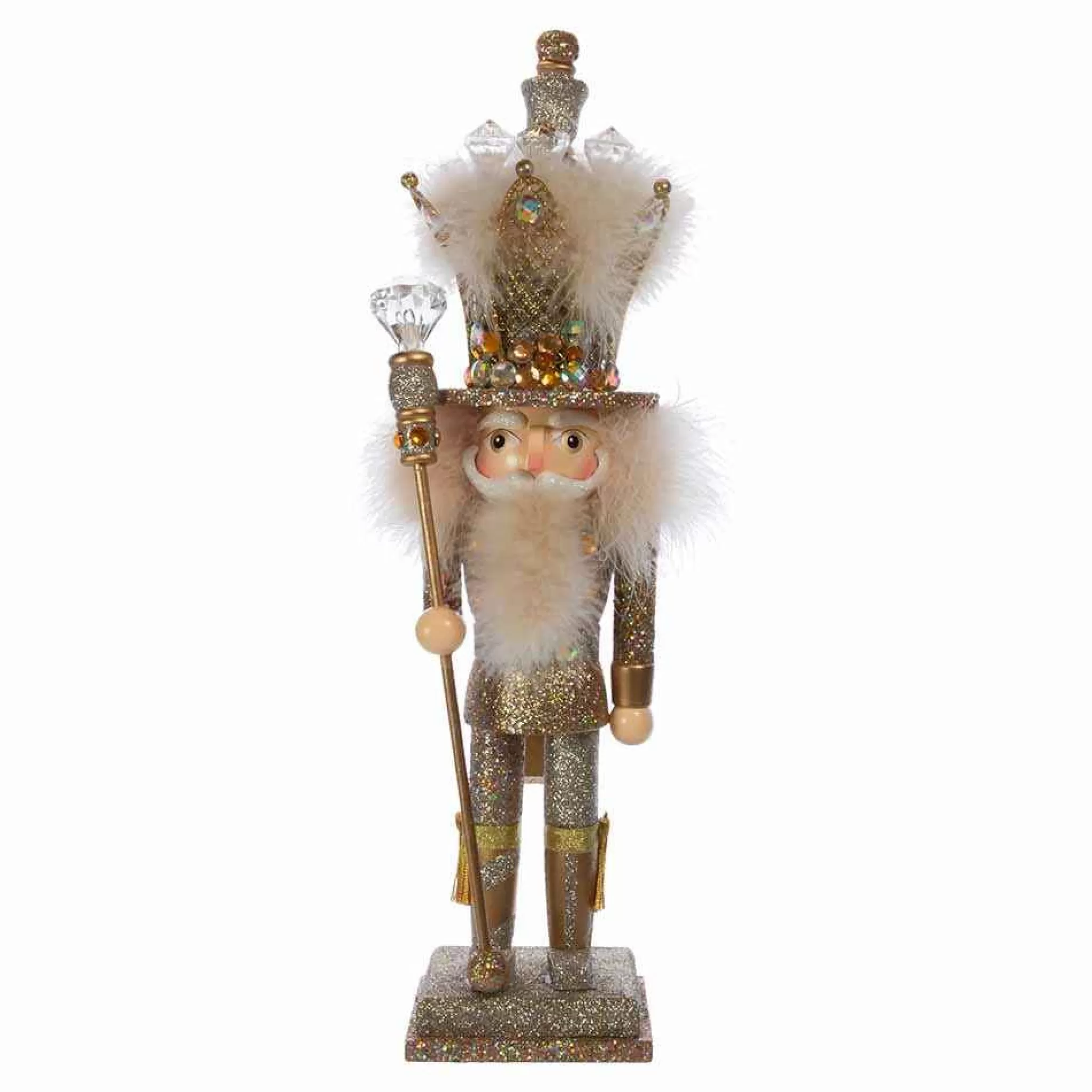Kurt Adler 16-Inch Hollywood Platinum And Gold Glitter King Nutcracker