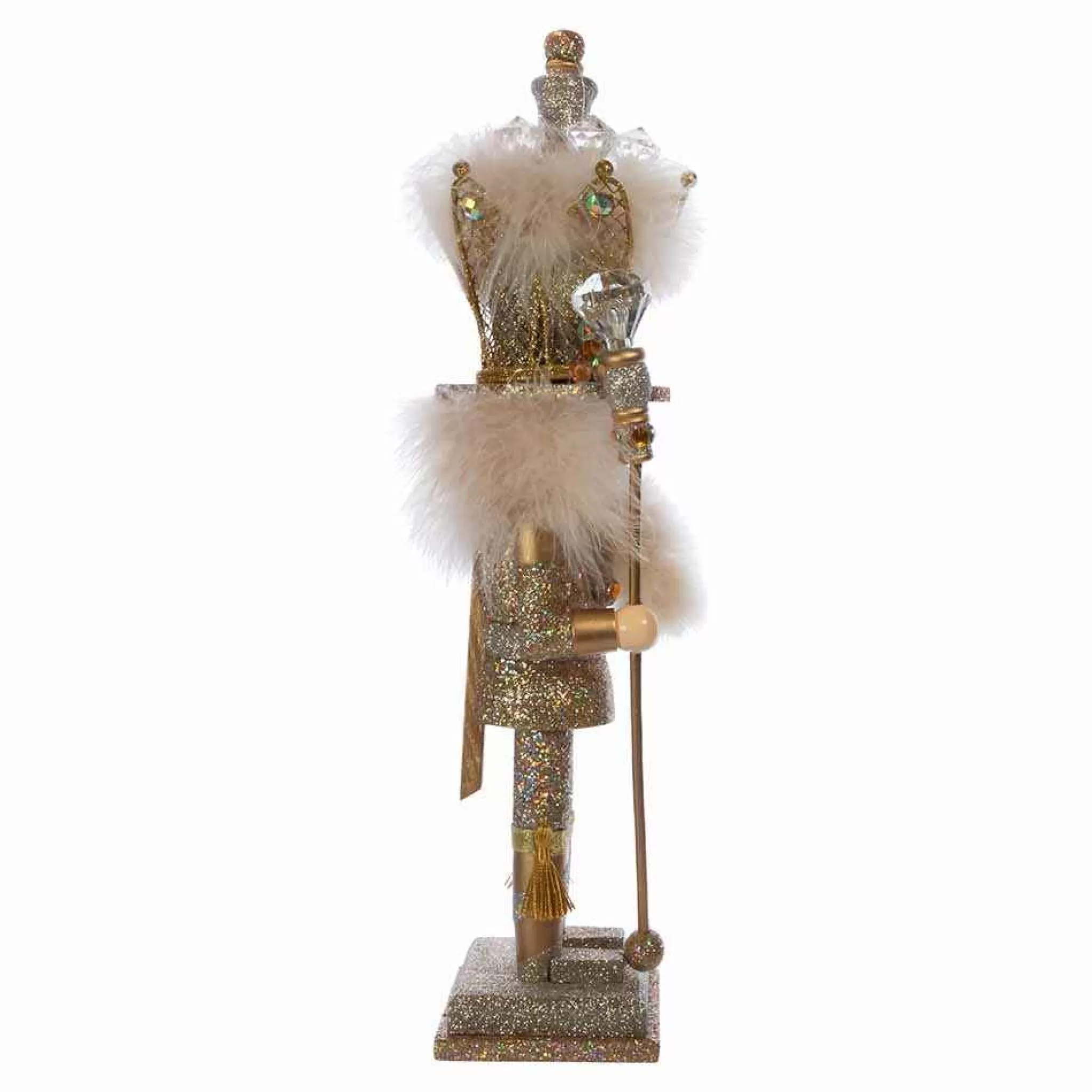 Kurt Adler 16-Inch Hollywood Platinum And Gold Glitter King Nutcracker