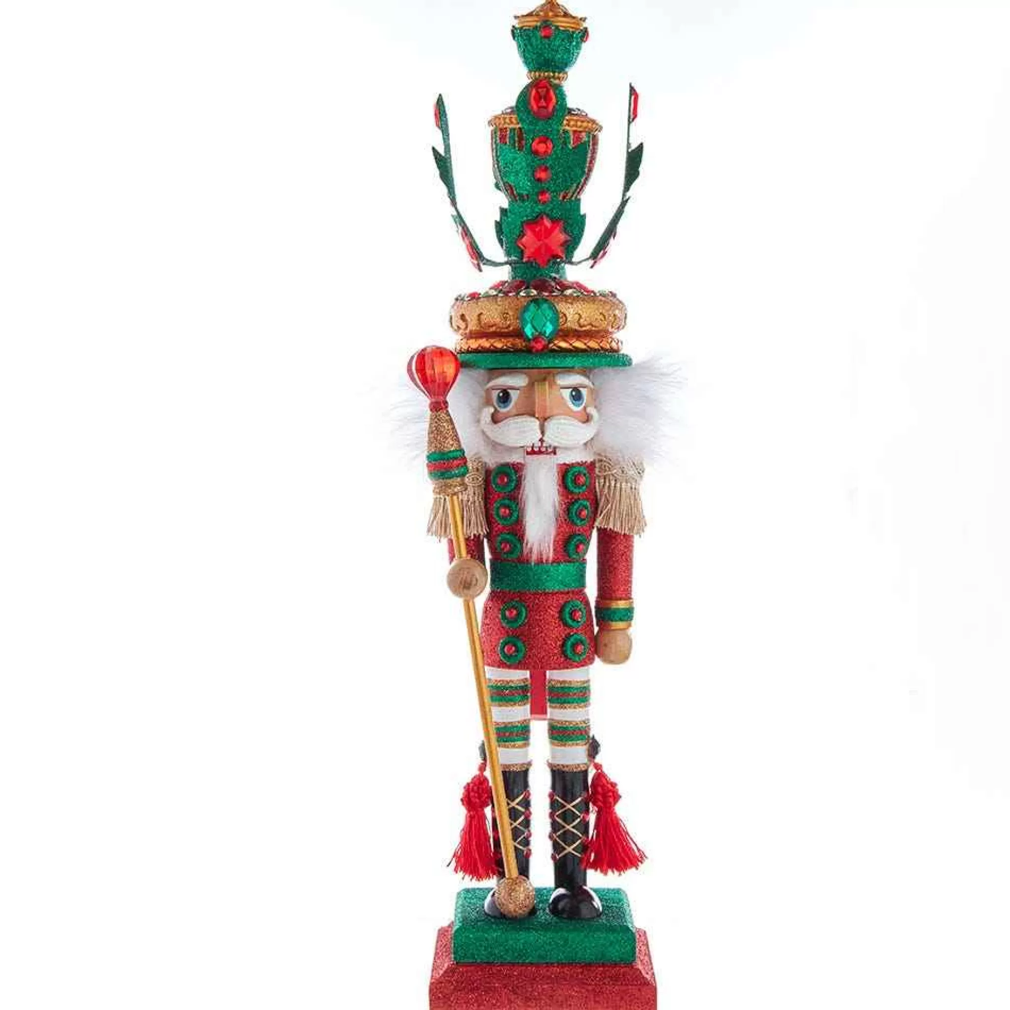 Kurt Adler 18-Inch Hollywood Red And Green Leaves Hat Nutcracker