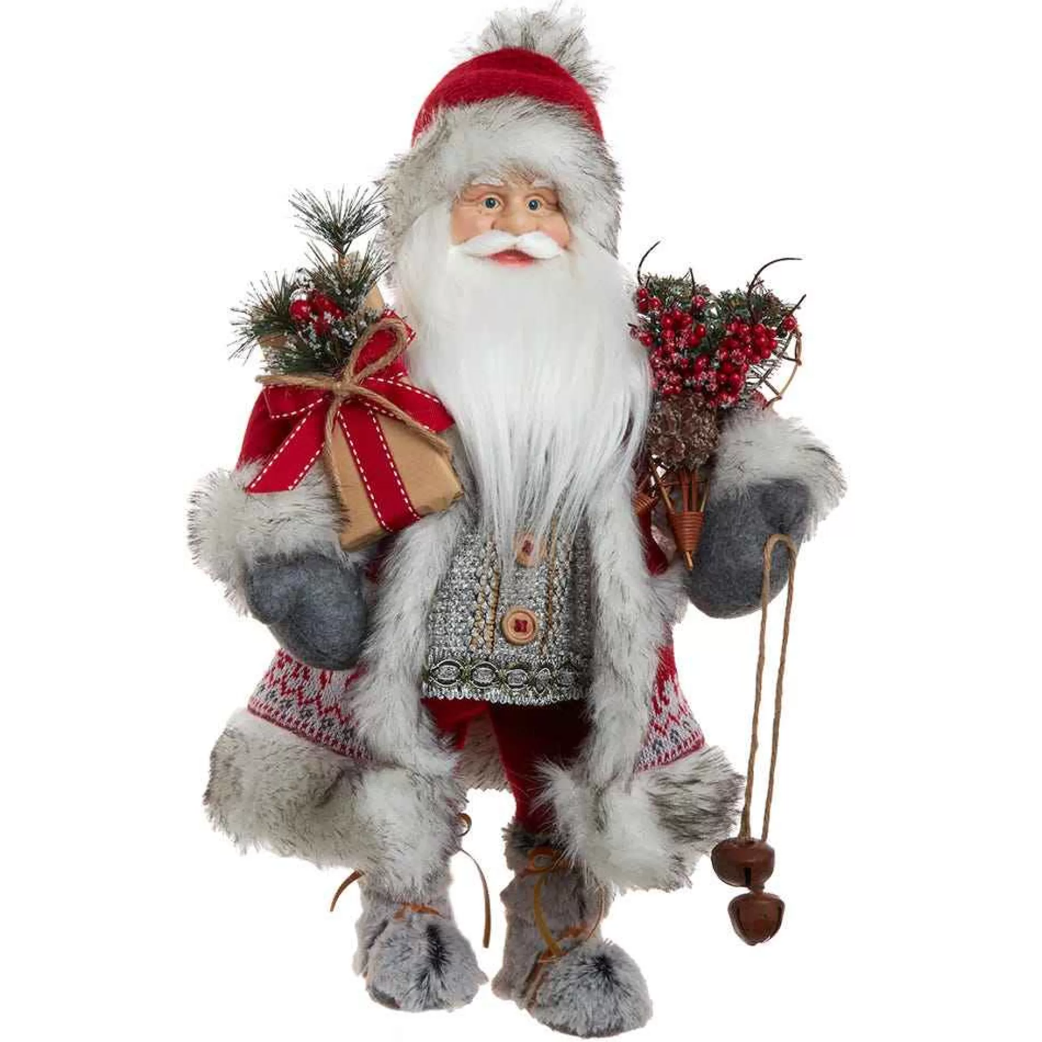 Kurt Adler 18-Inch Red And White Santa With Gift Box And Bells