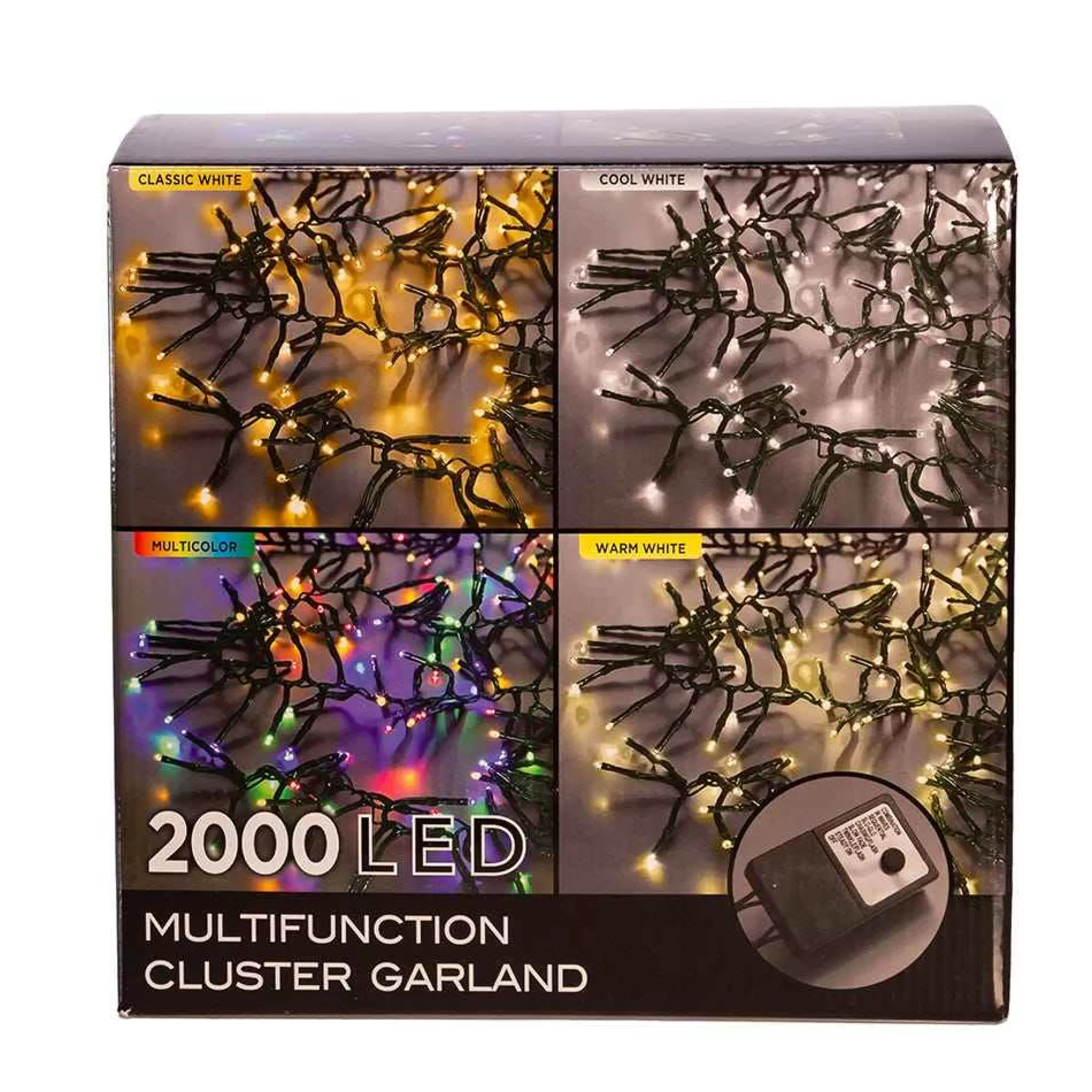 Kurt Adler 2000-Light 65-Foot Cluster Garland With Cool White Led Lights