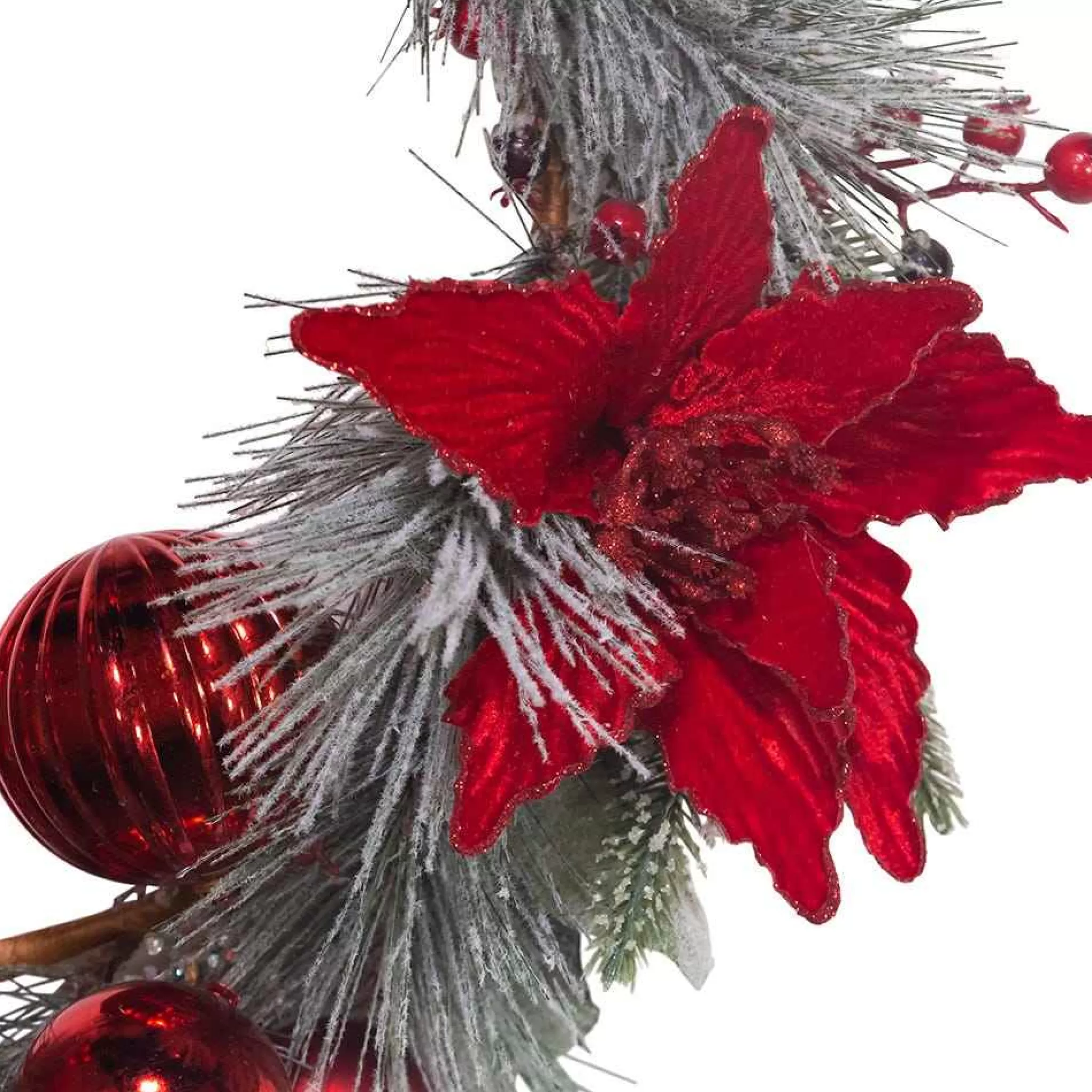 Kurt Adler 20-Inch Wreath With Red Berries And Poinsettia