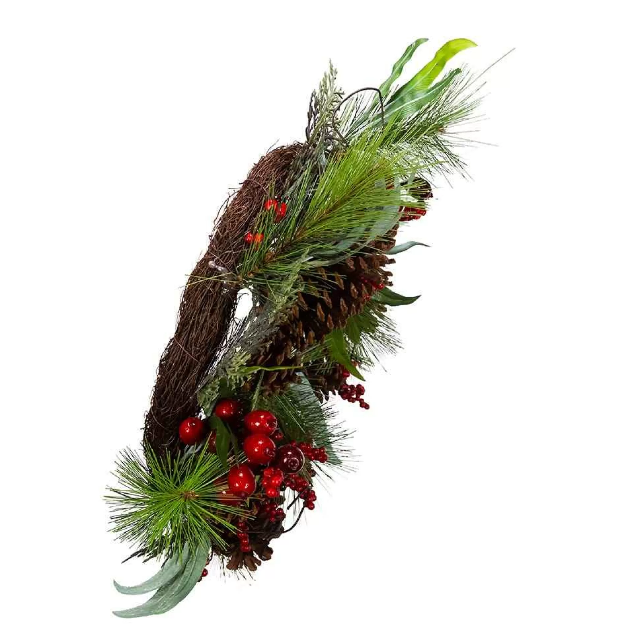 Kurt Adler 20-Inch Wreath With Red Berries, Leaves And Pinecones
