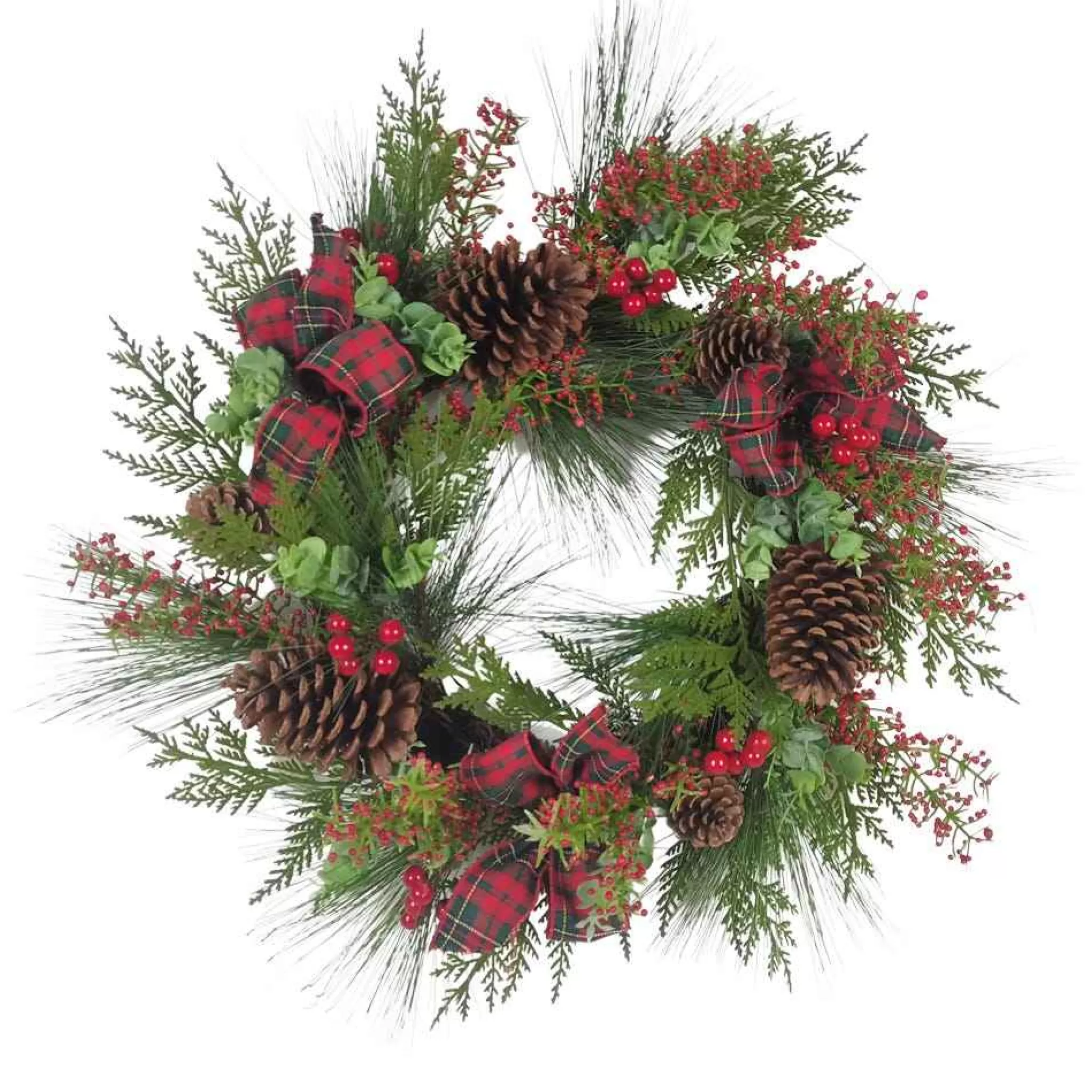 Kurt Adler 24-Inch Berries And Pinecone Ribbon Rattan Wreath