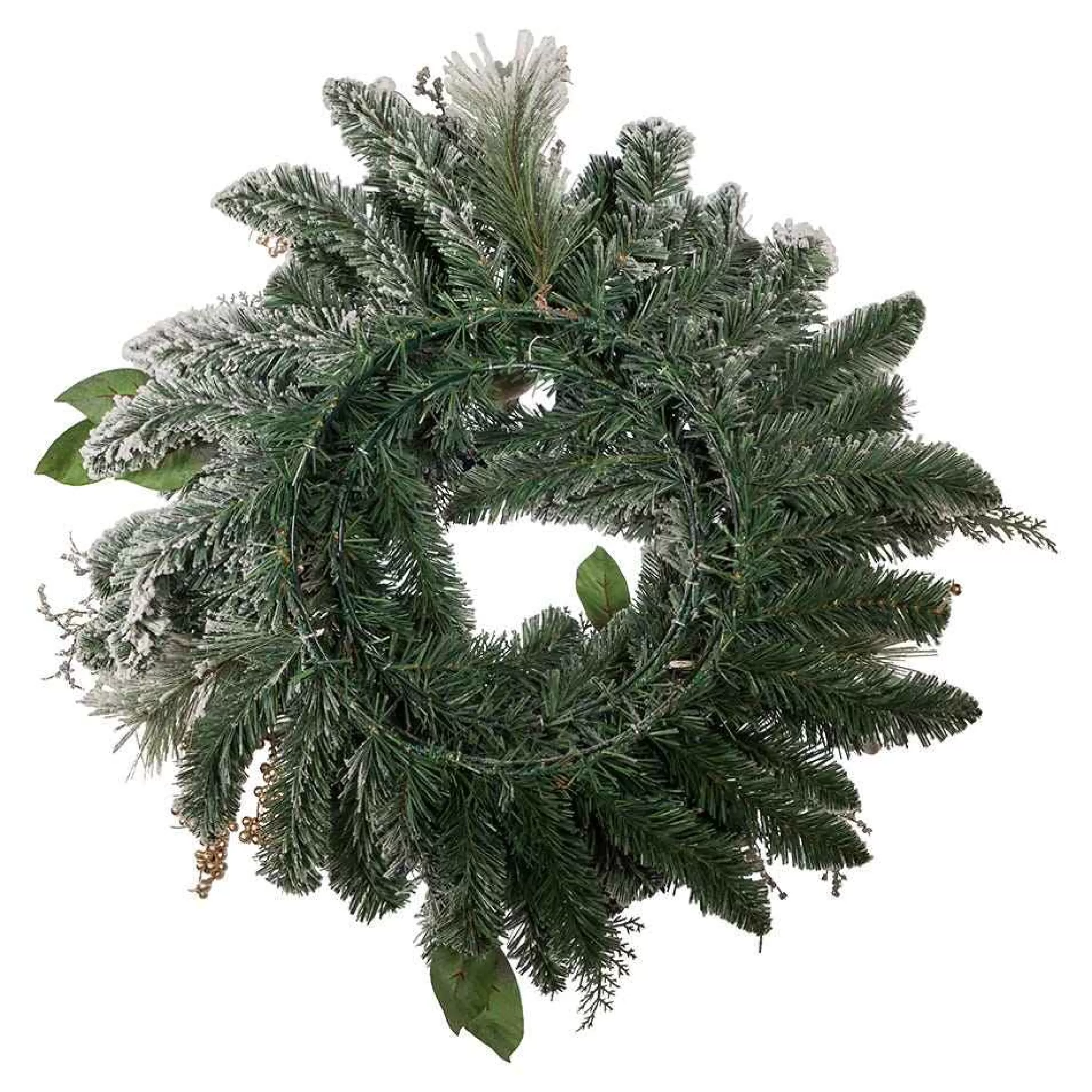Kurt Adler 24-Inch Blue And Gold Poinsettia Decorated Flocked Wreath