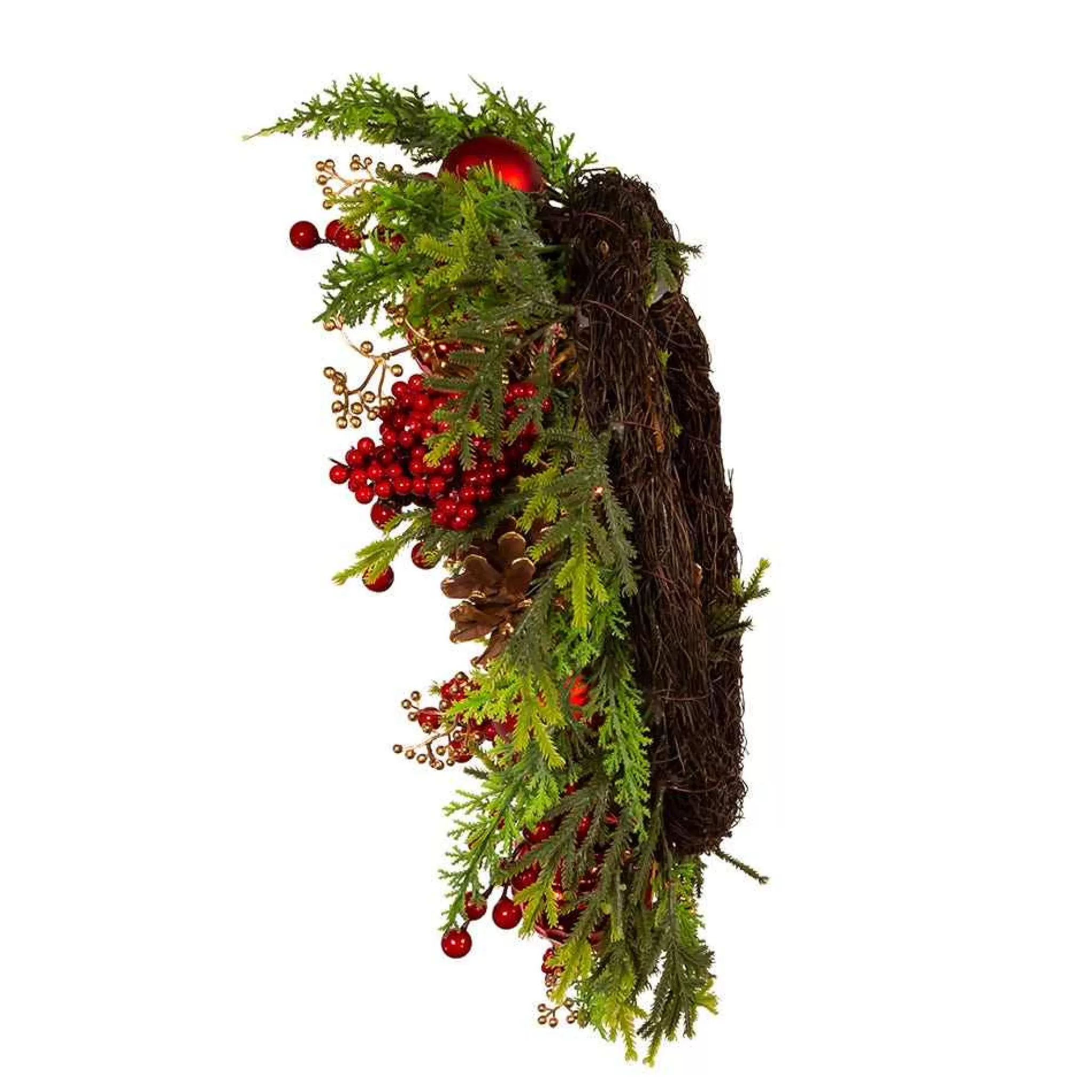 Kurt Adler 24-Inch Un-Lit Decorated Green Rattan Wreath