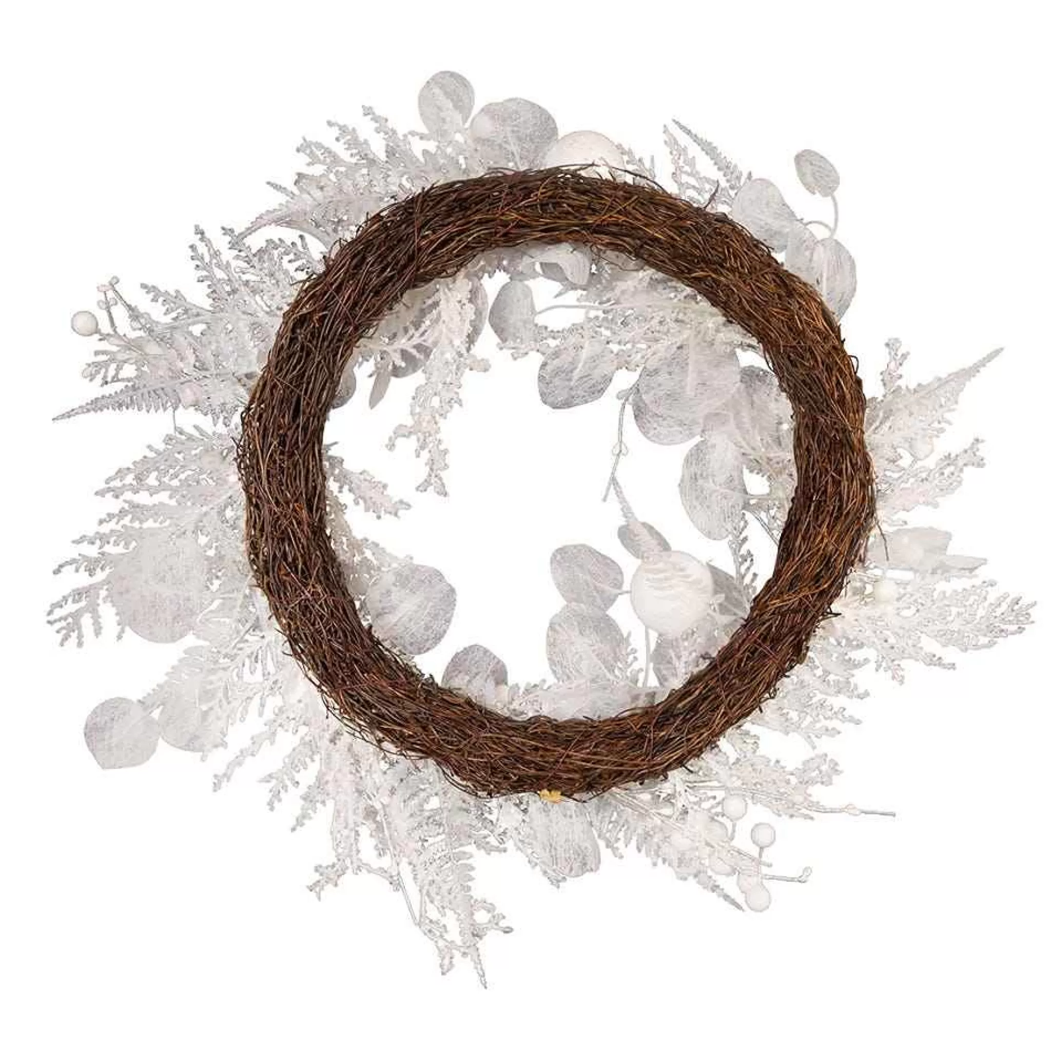Kurt Adler 24-Inch Un-Lit Decorated White Rattan Wreath