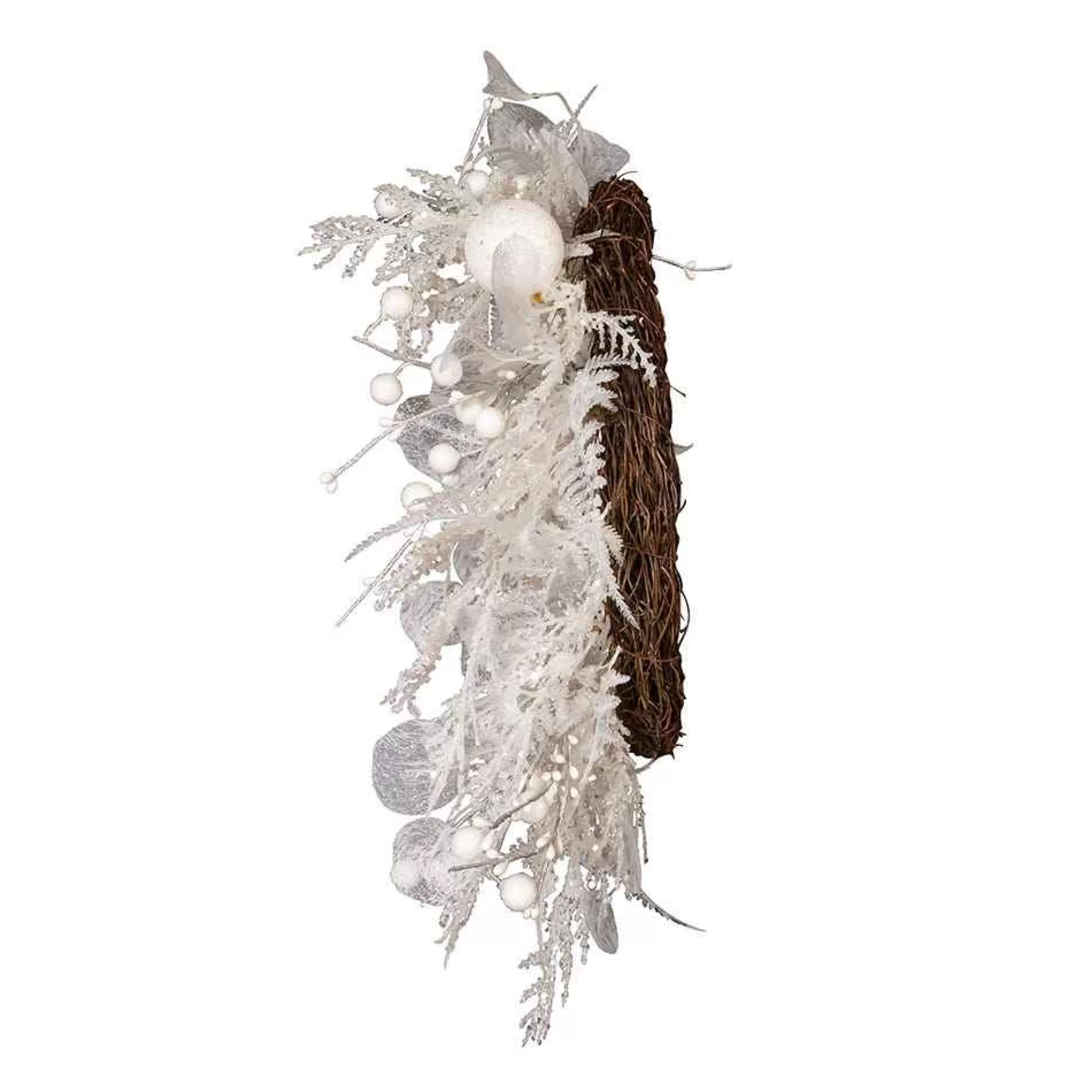 Kurt Adler 24-Inch Un-Lit Decorated White Rattan Wreath
