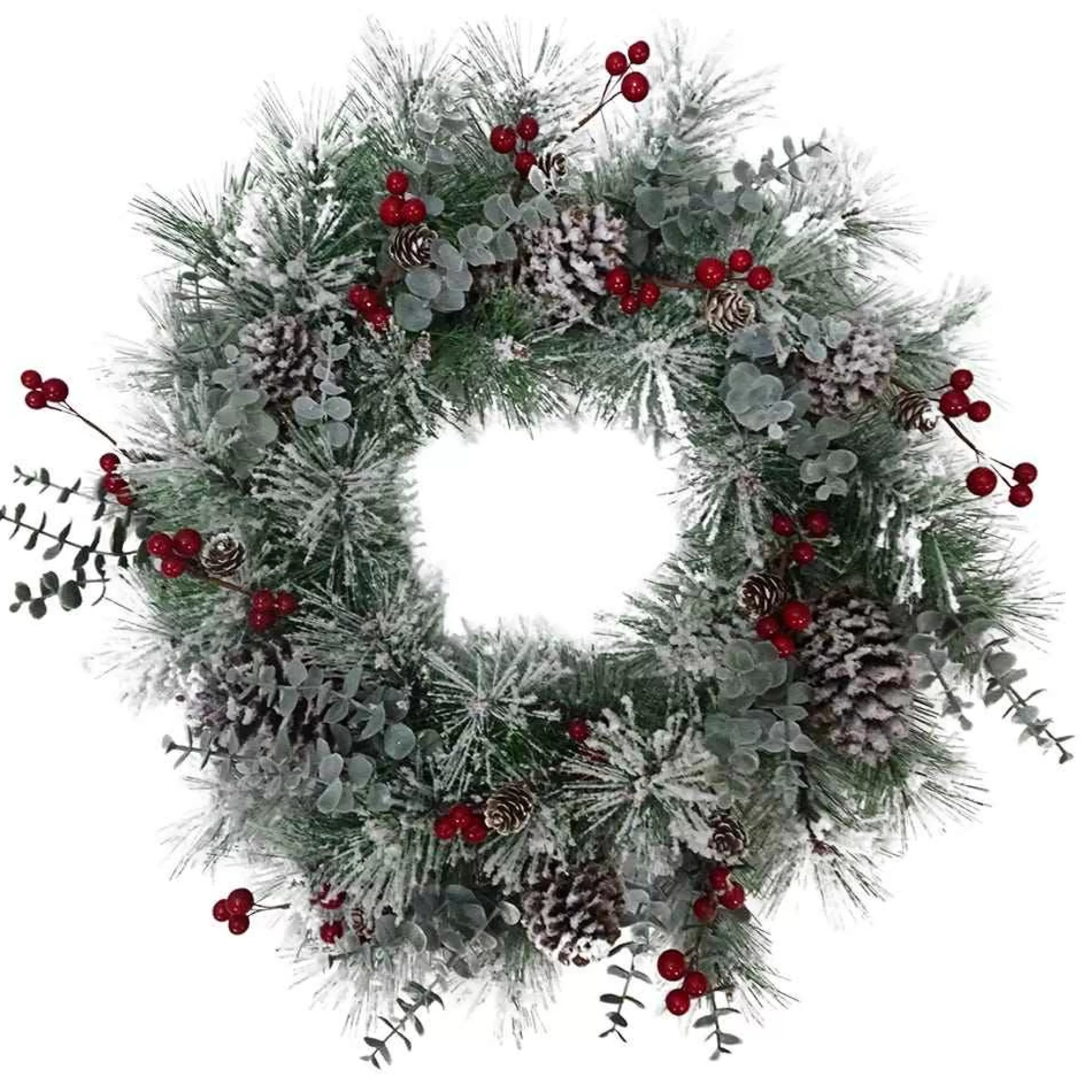 Kurt Adler 24-Inch Unlit Red Berries And Pinecone Wreath