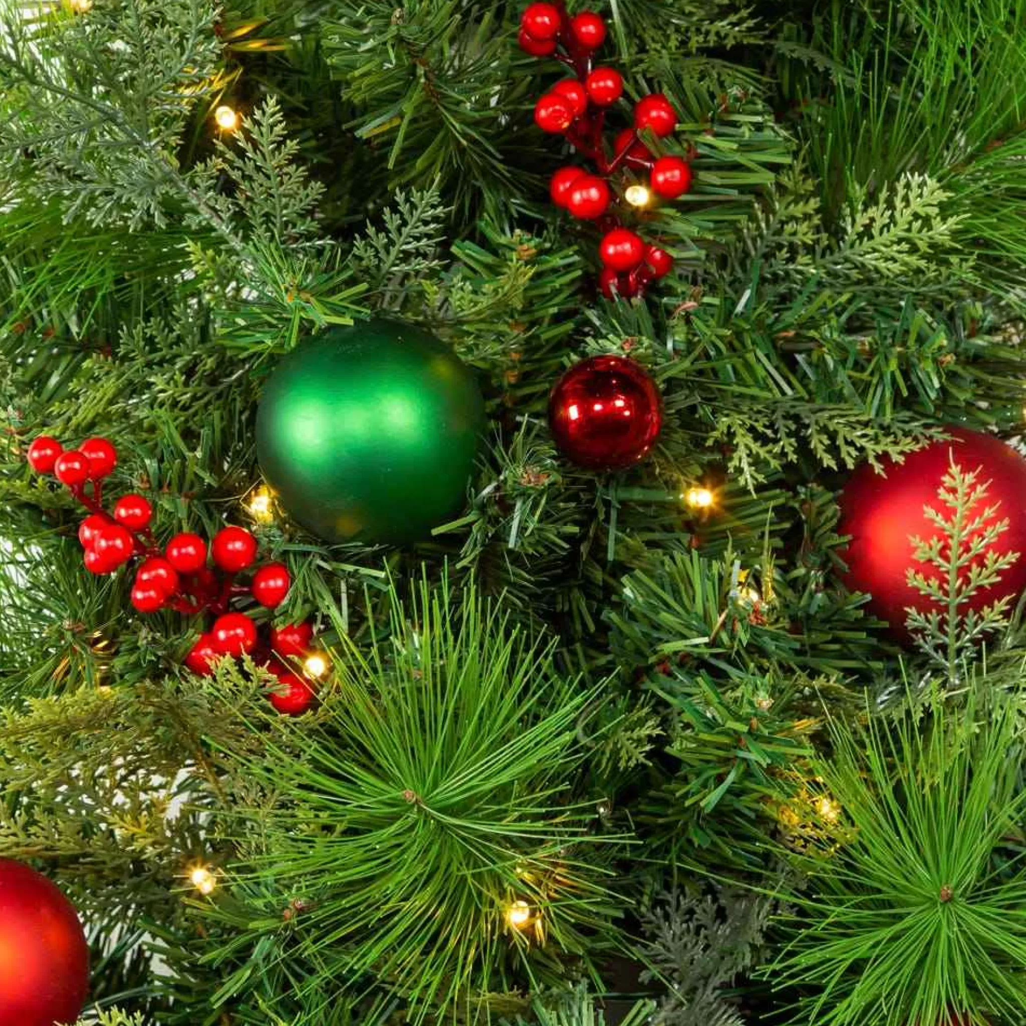 Kurt Adler 26-Inch Battery-Operated Pre-Lit Red And Green Wall Tree With Bow