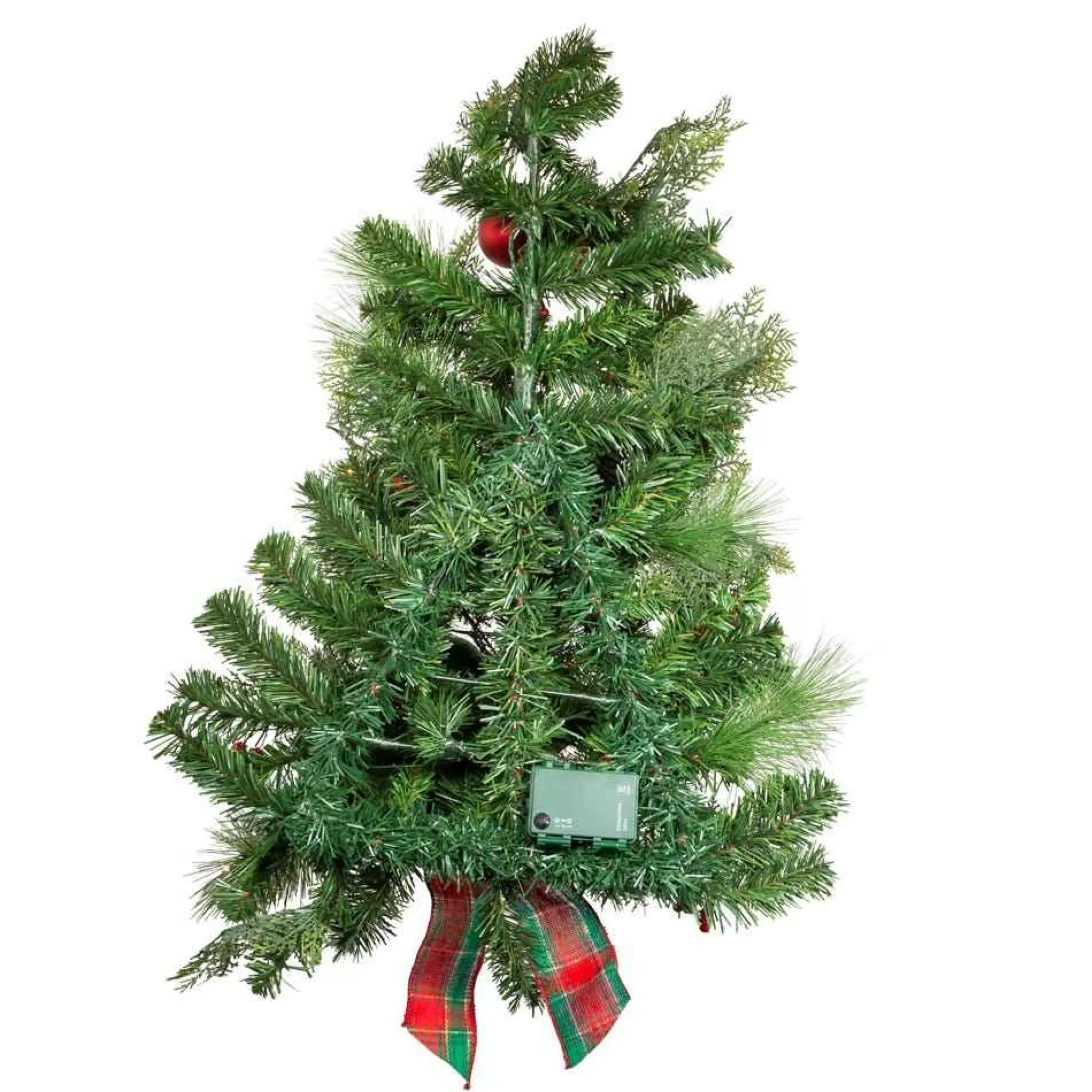 Kurt Adler 26-Inch Battery-Operated Pre-Lit Red And Green Wall Tree With Bow