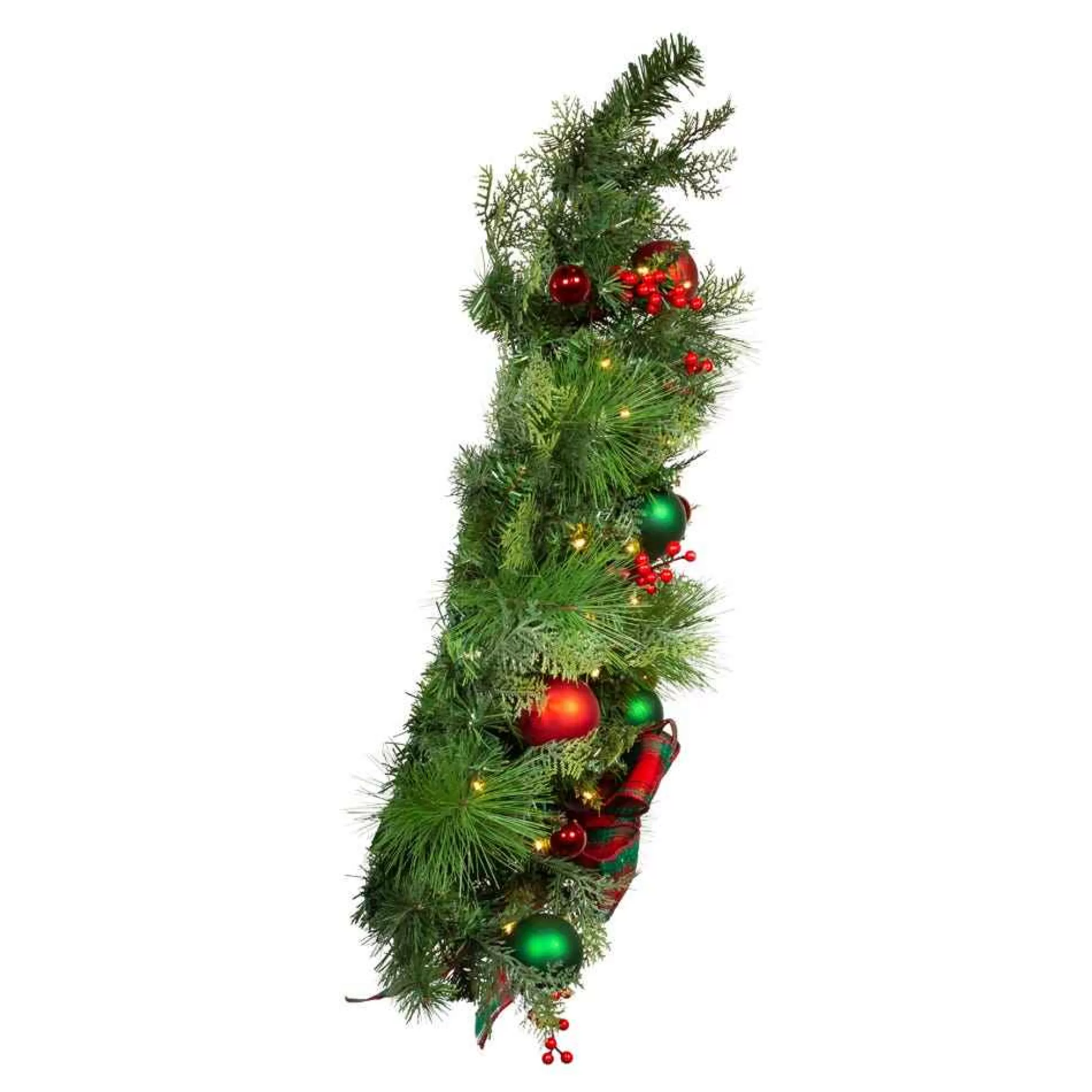 Kurt Adler 26-Inch Battery-Operated Pre-Lit Red And Green Wall Tree With Bow