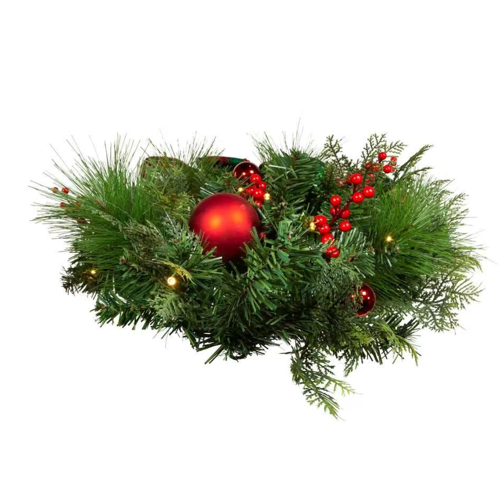 Kurt Adler 26-Inch Battery-Operated Pre-Lit Red And Green Wall Tree With Bow