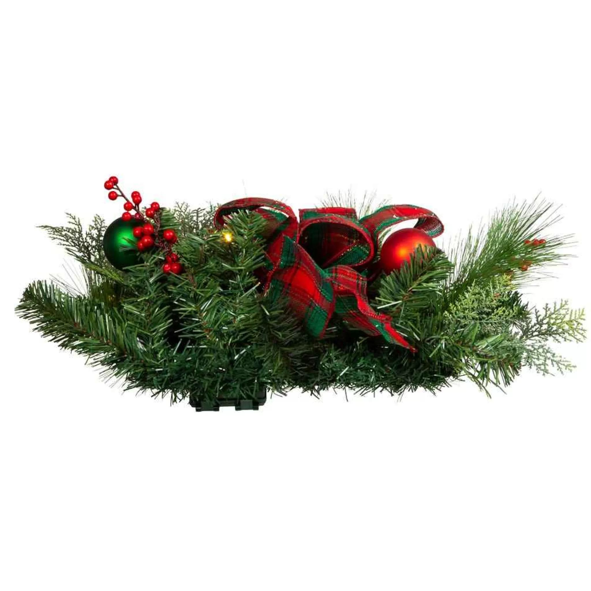 Kurt Adler 26-Inch Battery-Operated Pre-Lit Red And Green Wall Tree With Bow