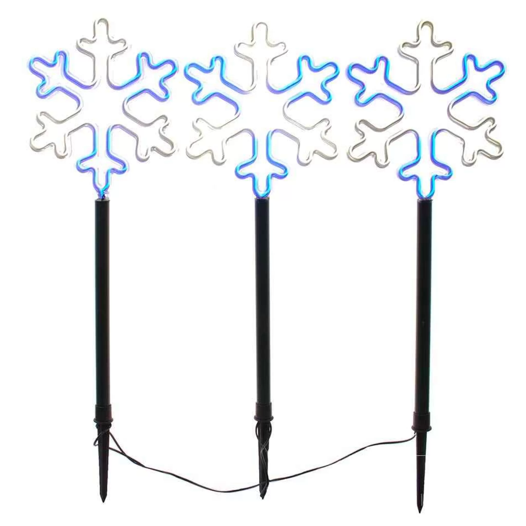 Kurt Adler 26-Inch Multi-Color Led Snowflake Yard Stake Set