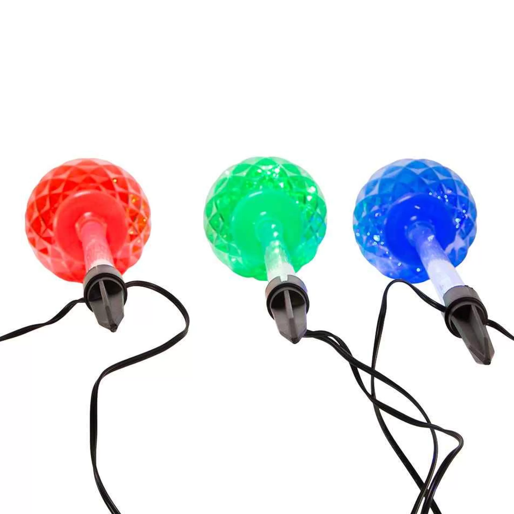 Kurt Adler 27.2-Inch Multi-Color Led Faceted C9 Yard Stakes, 3 Piece Set