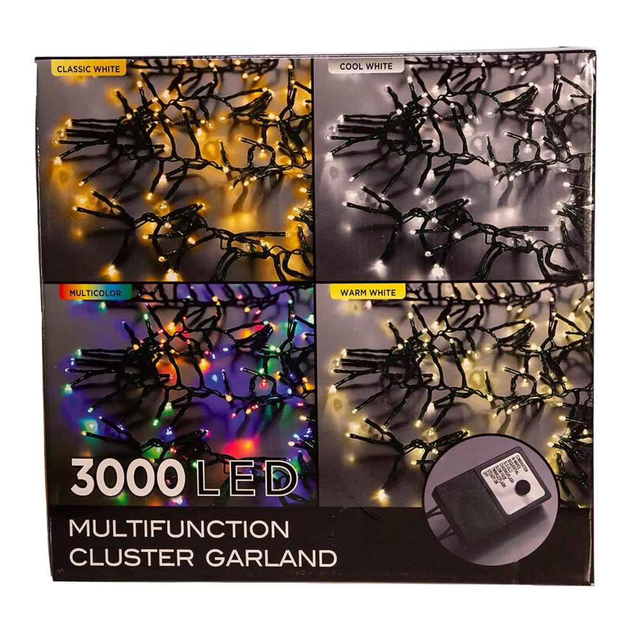 Kurt Adler 3000-Light 98-Foot Cluster Garland With Cool White Led Lights