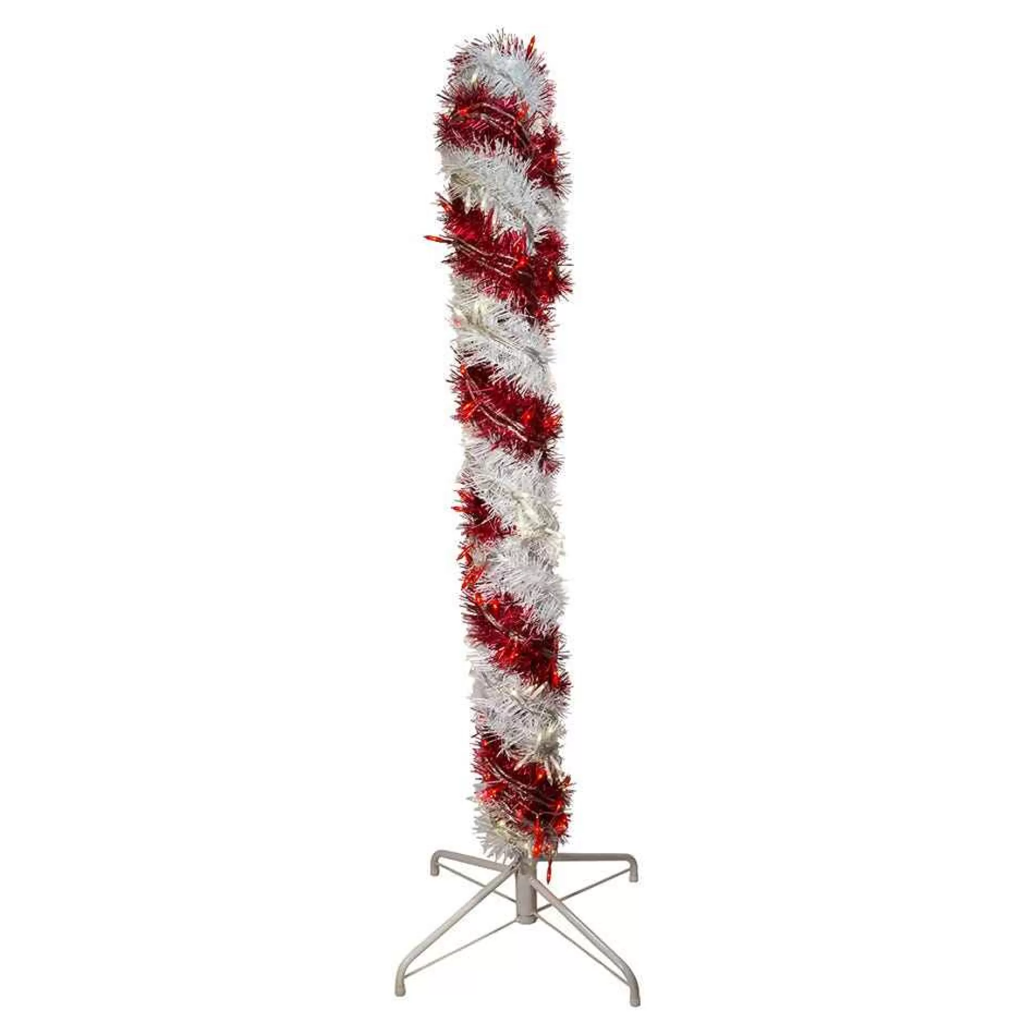 Kurt Adler 4-Foot Pre-Lit Red And White Led Tinsel Candy Cane