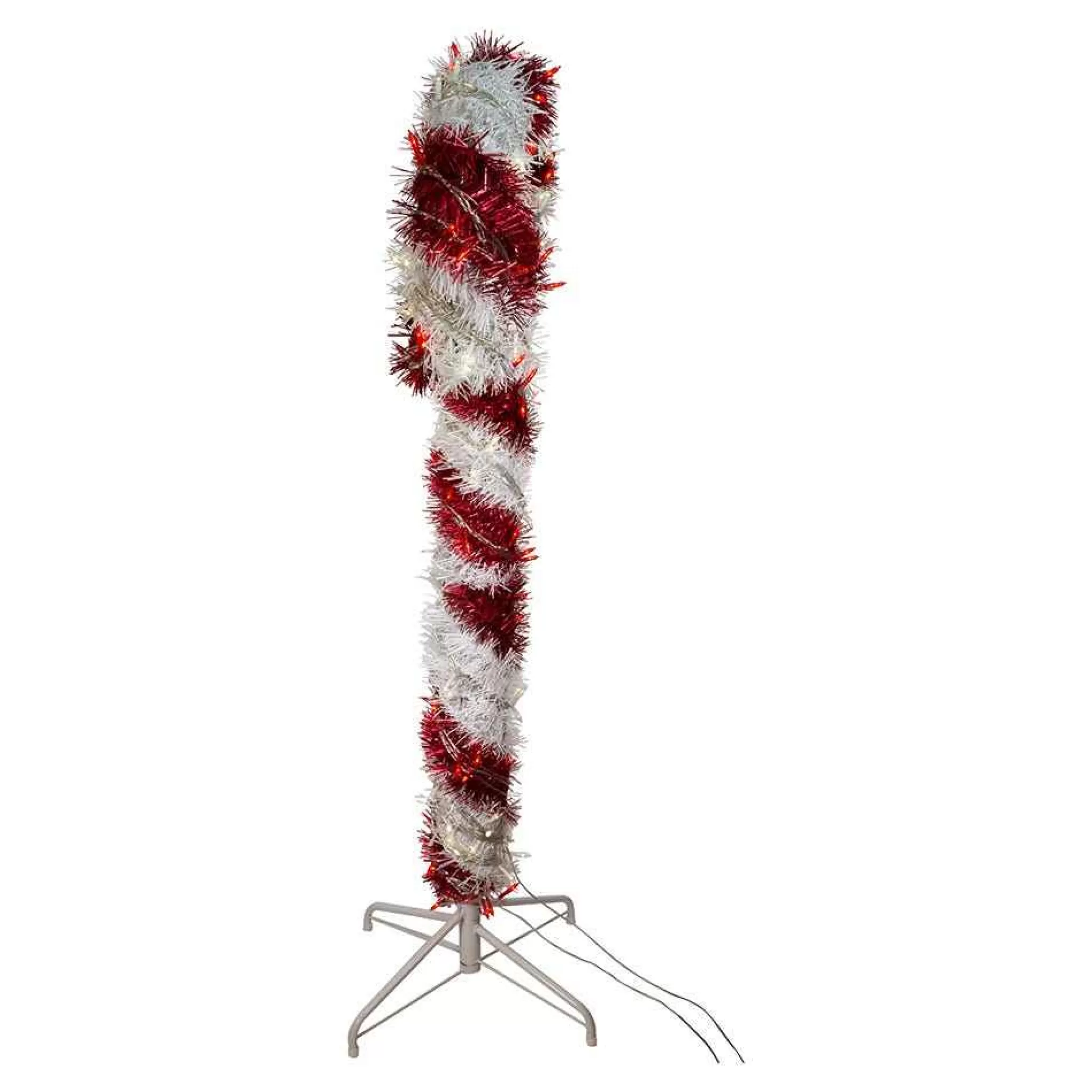 Kurt Adler 4-Foot Pre-Lit Red And White Led Tinsel Candy Cane