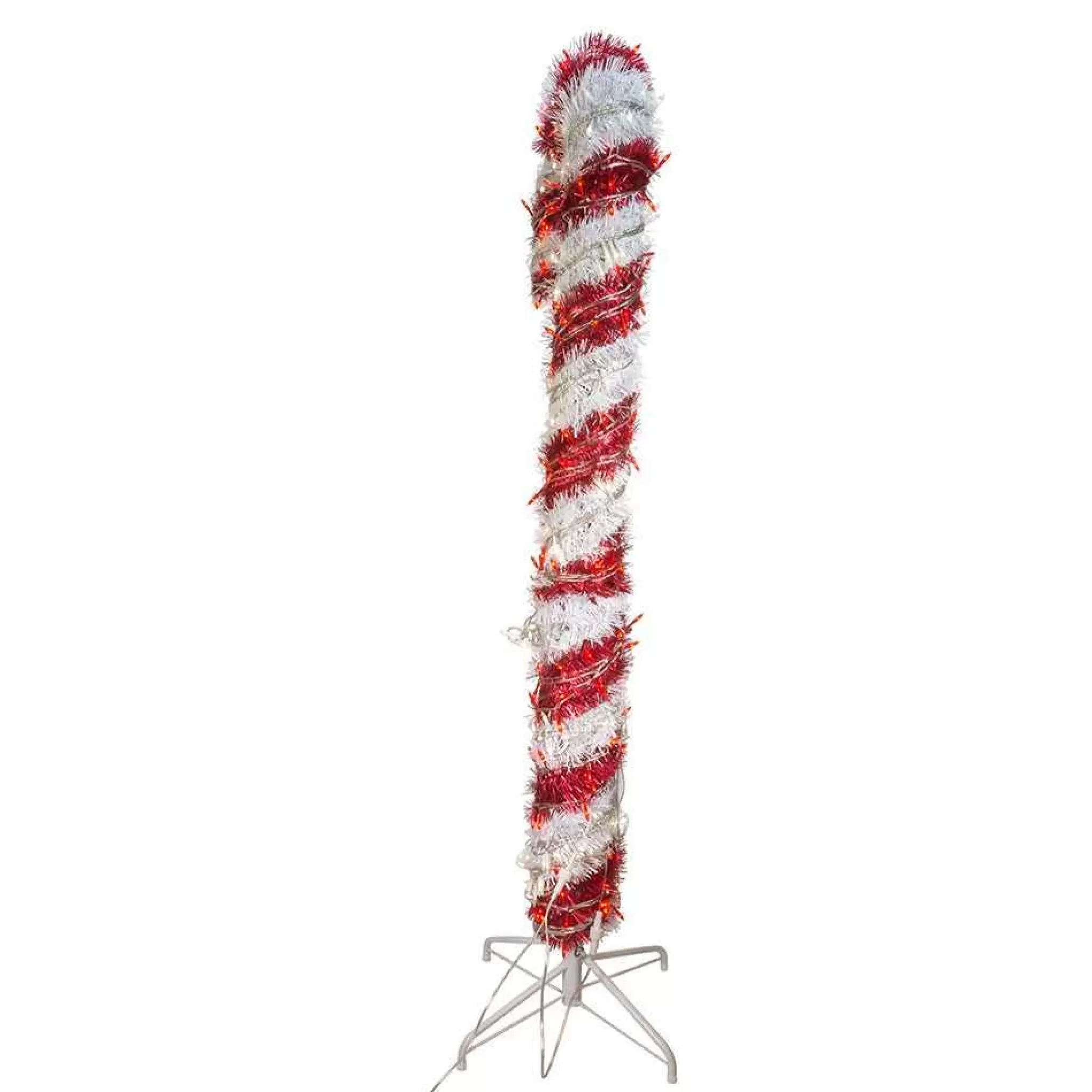 Kurt Adler 5-Foot Pre-Lit Red And White Led Tinsel Candy Cane