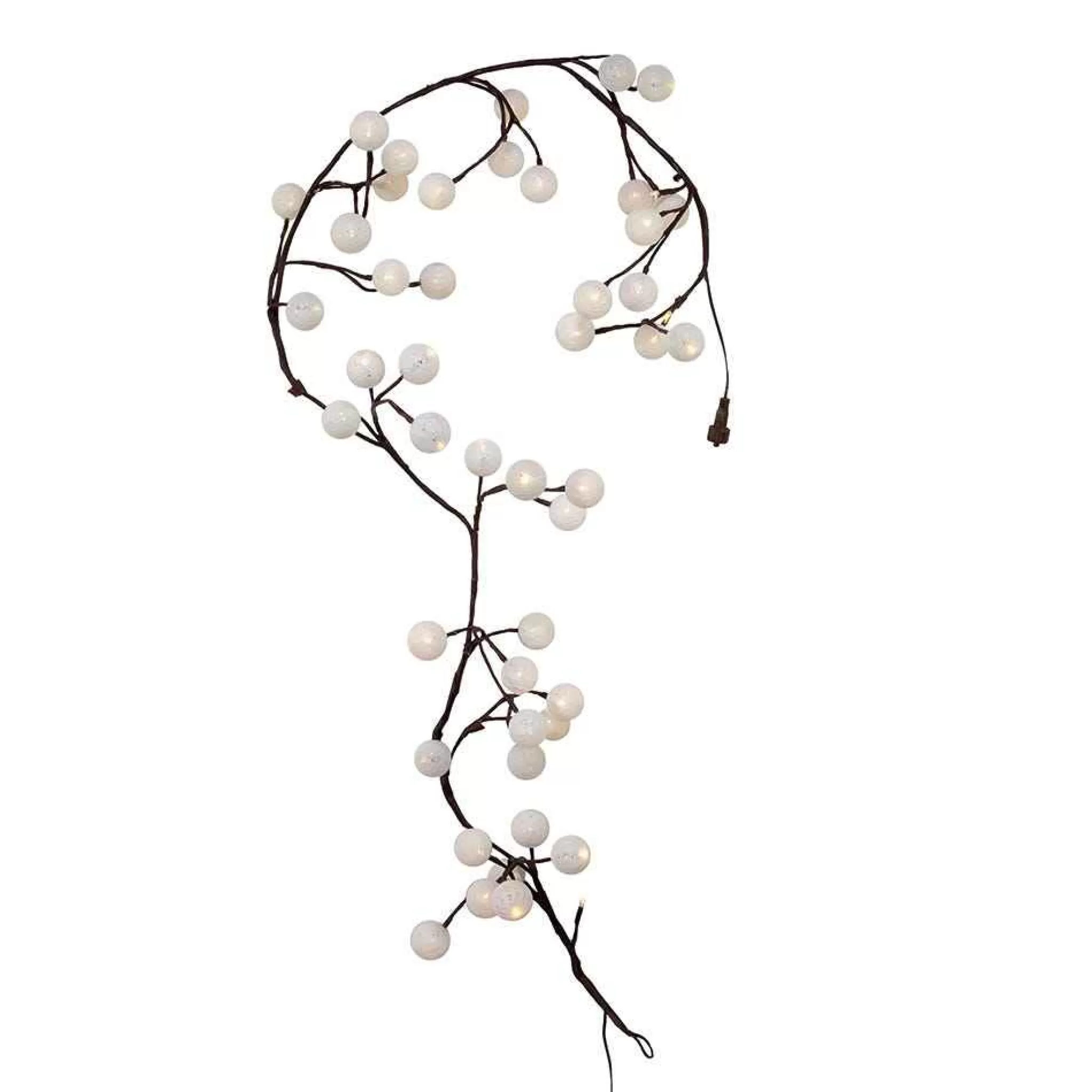 Kurt Adler 6-Foot Brown Garland Warm White Cotton Ball 48 Light Led