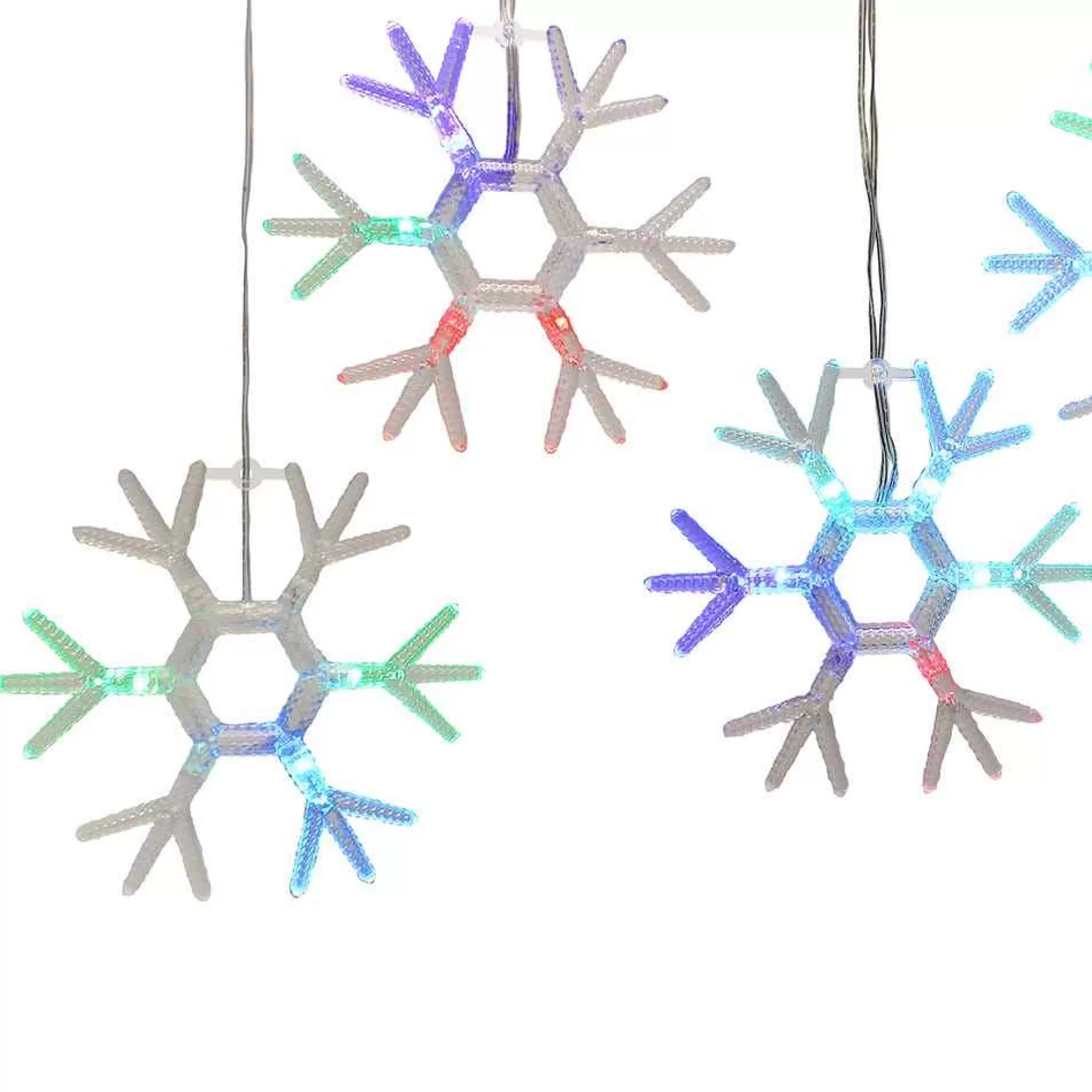 Kurt Adler Snowflake Icicle Fairy Lights With Rgb Led Lights