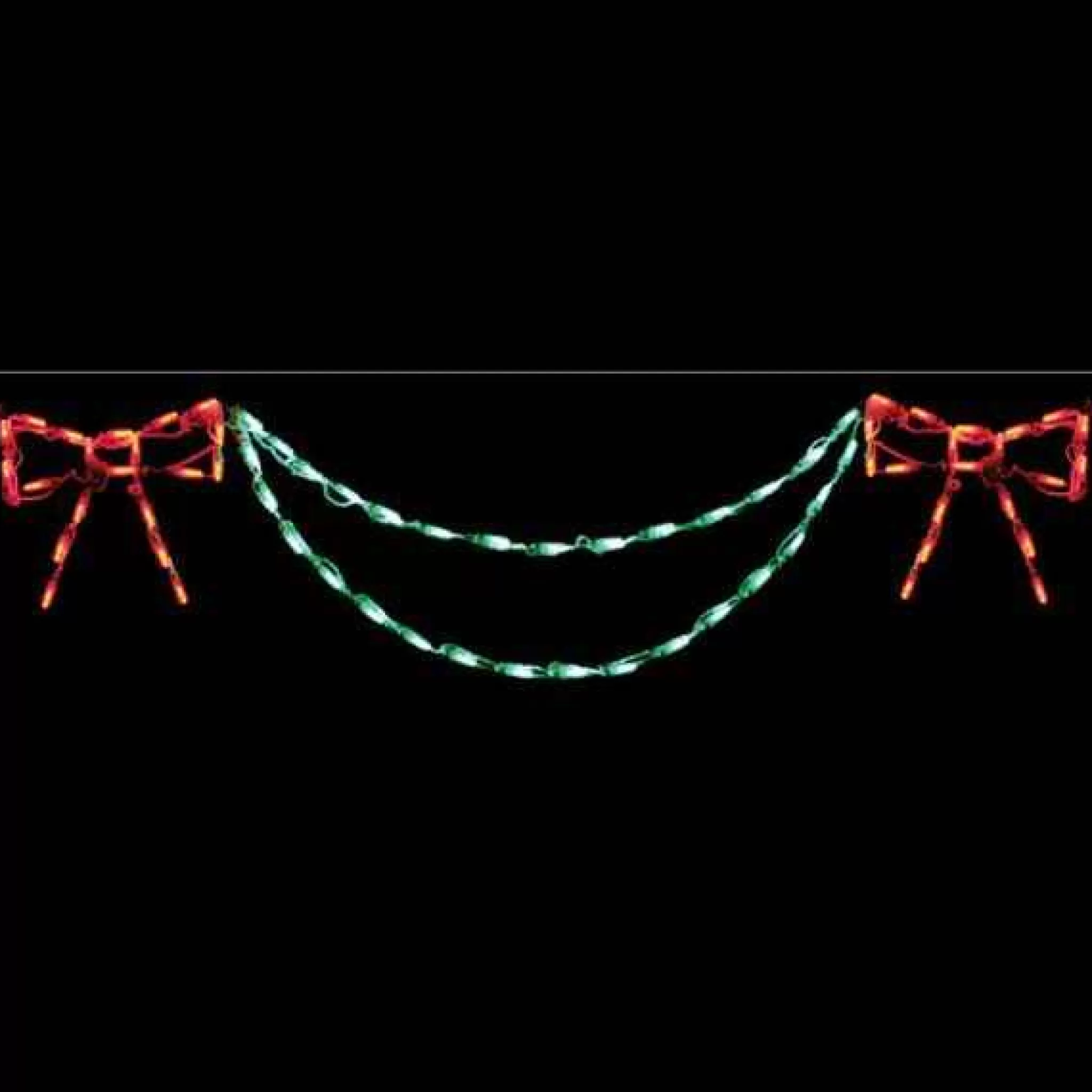 Brite Ideas Led Bow With Garland End Piece (Red/Green) #Led-Ban54