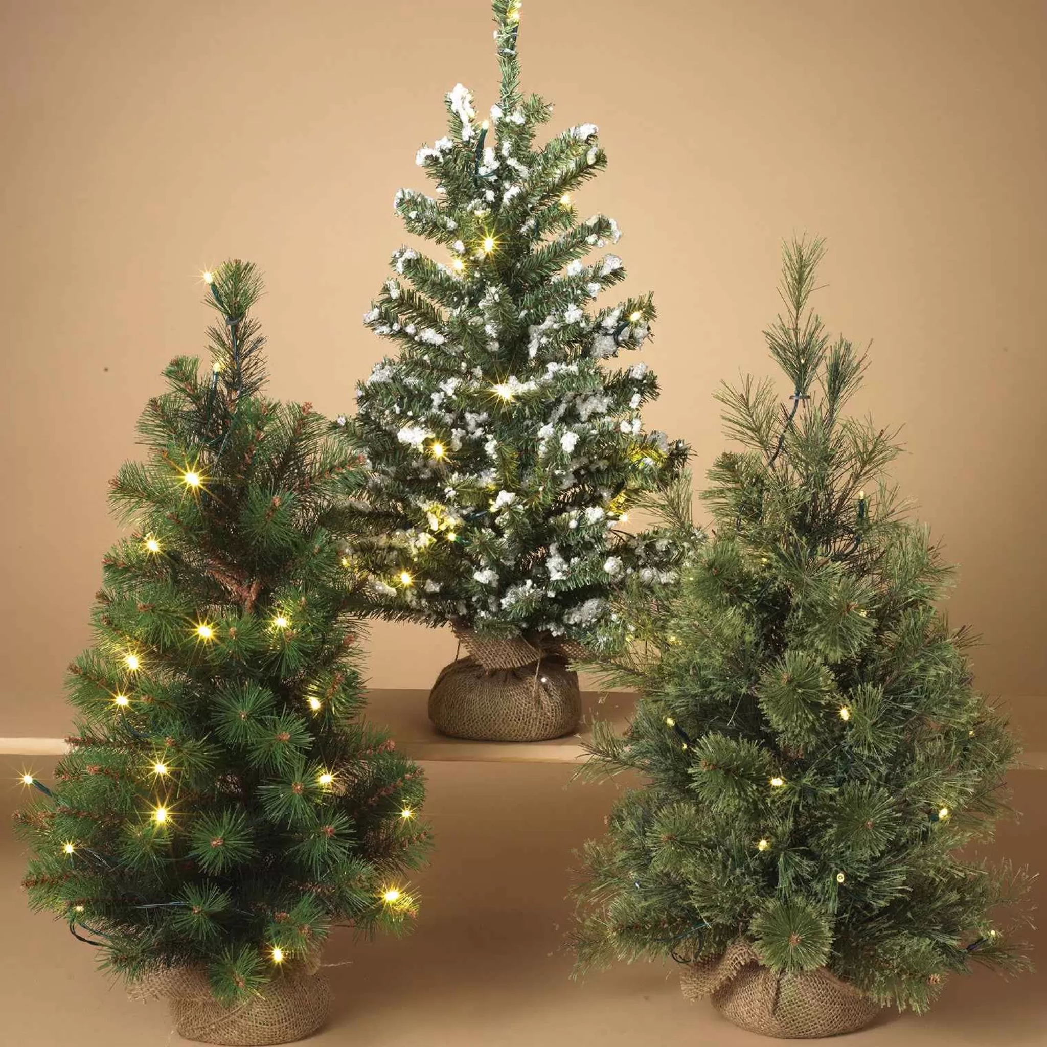 Gerson International Led-Lighted Pine Trees With Burlap Base (Set Of 3)