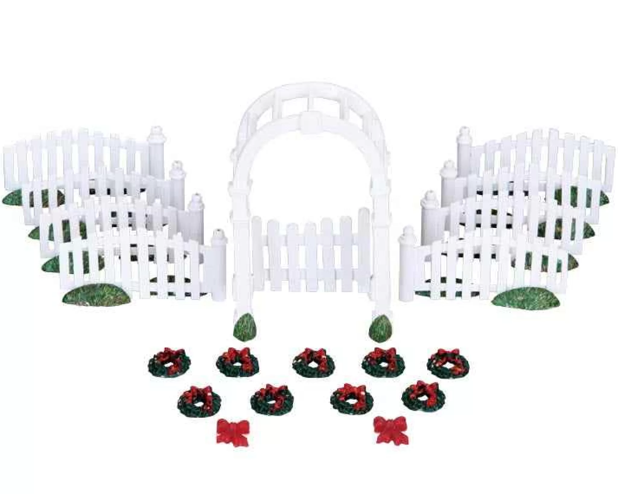 Lemax Village Collection Plastic Arbor & Picket Fences With Decorations, Set Of 20 #04233