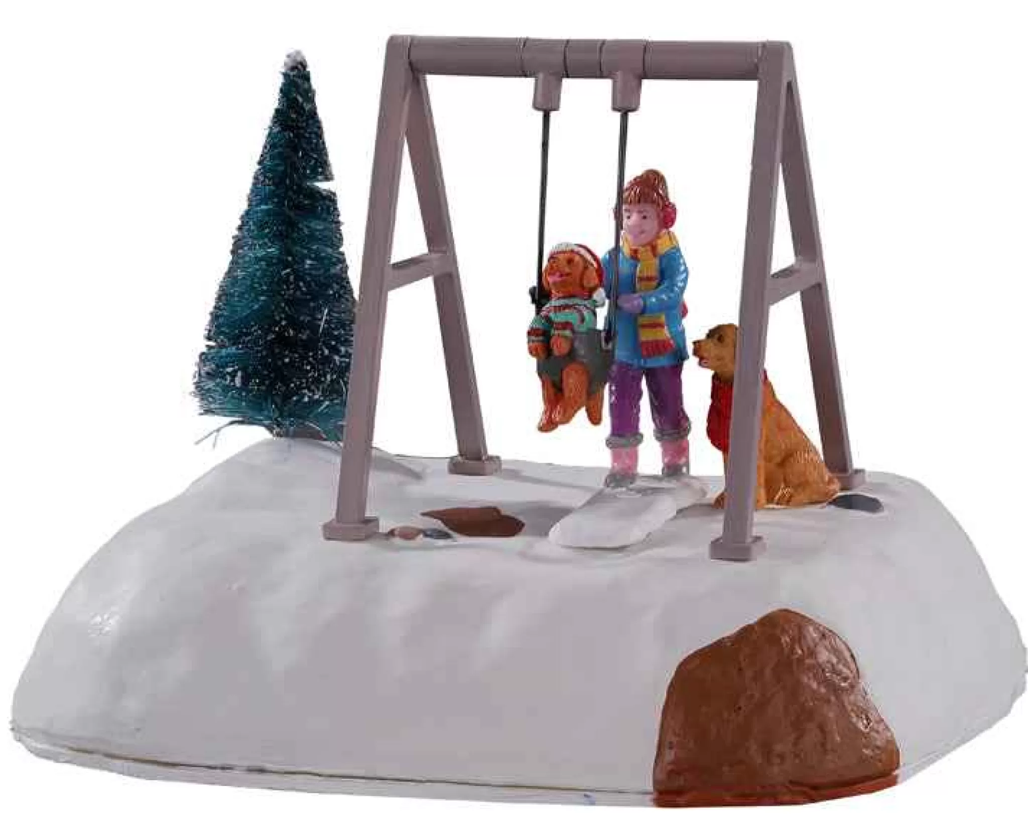 Lemax Village Collection Puppy Gets A Swing Ride, B/O Table Accent #14836