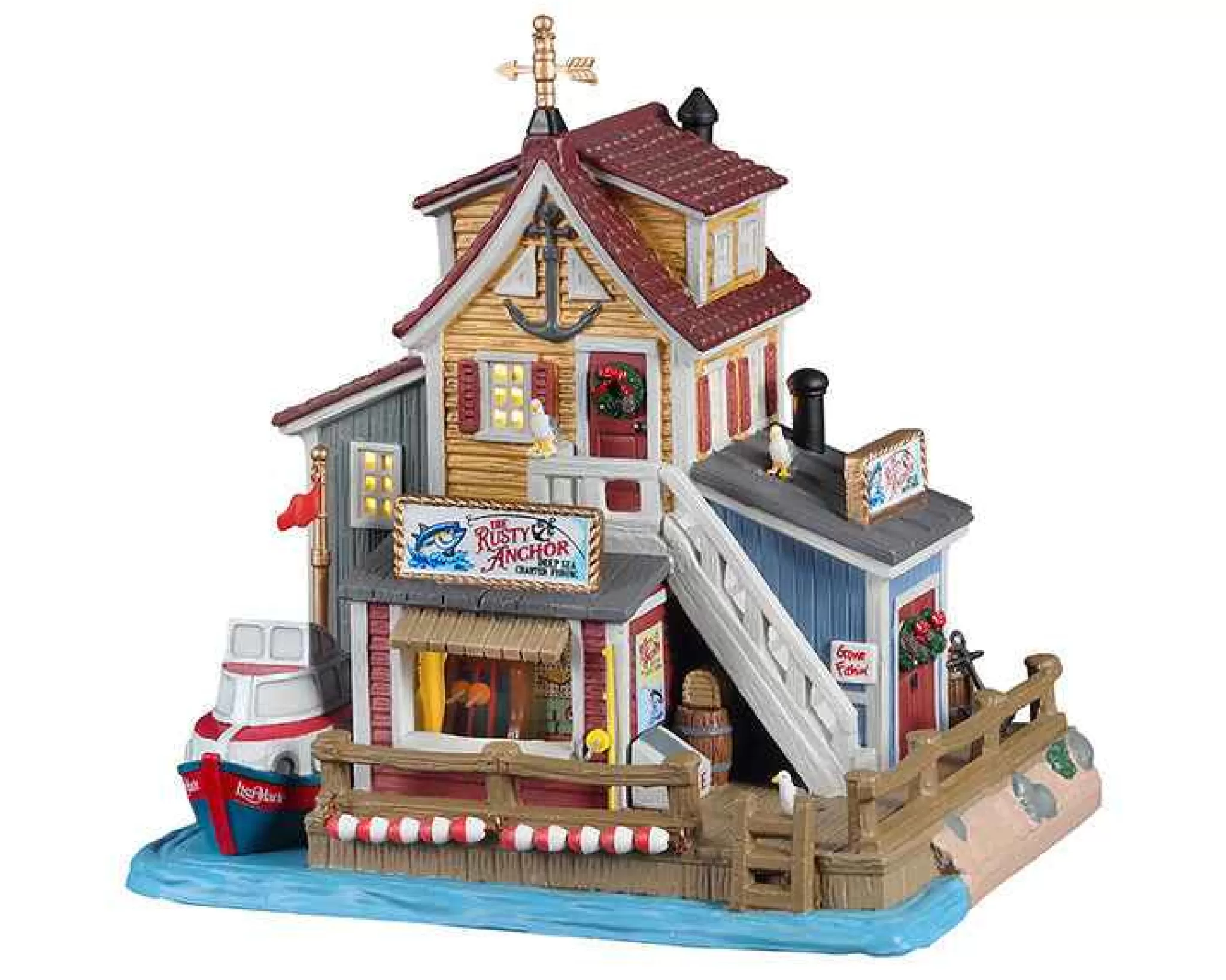 Lemax Village Collection The Rusty Anchor Deep Sea Charter Fishing #15755