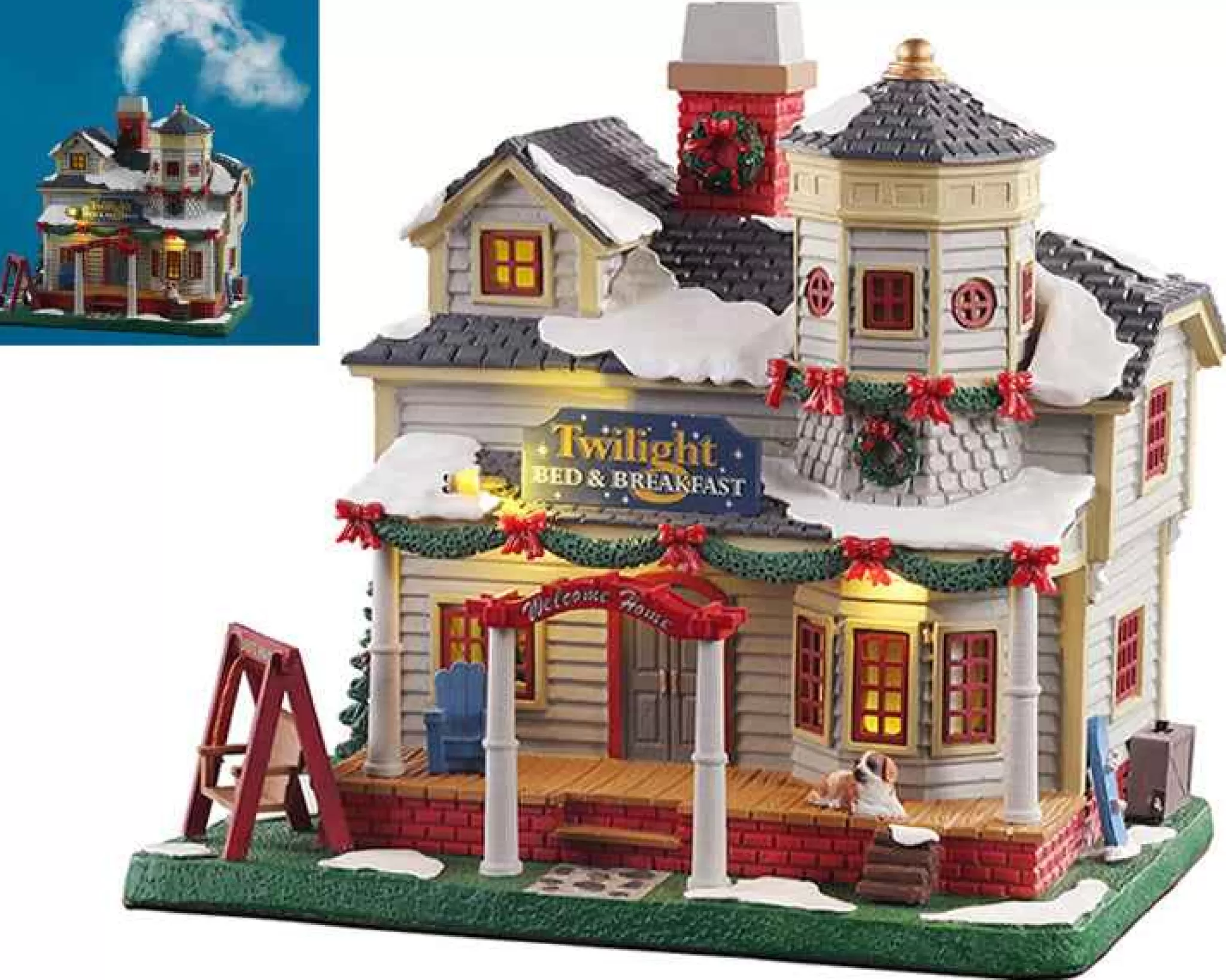 Lemax Village Collection Twilight Bed & Breakfast, With 4.5V Adaptor #15740