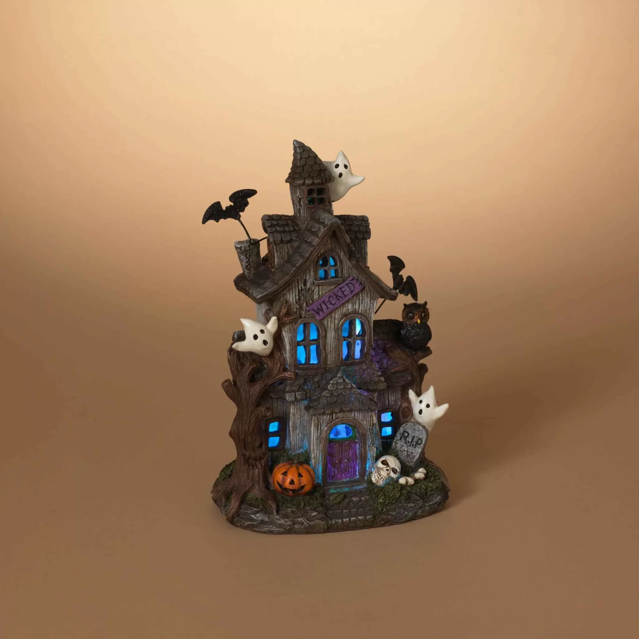Gerson International Lighted Spooky Haunted Halloween House, Battery Operated