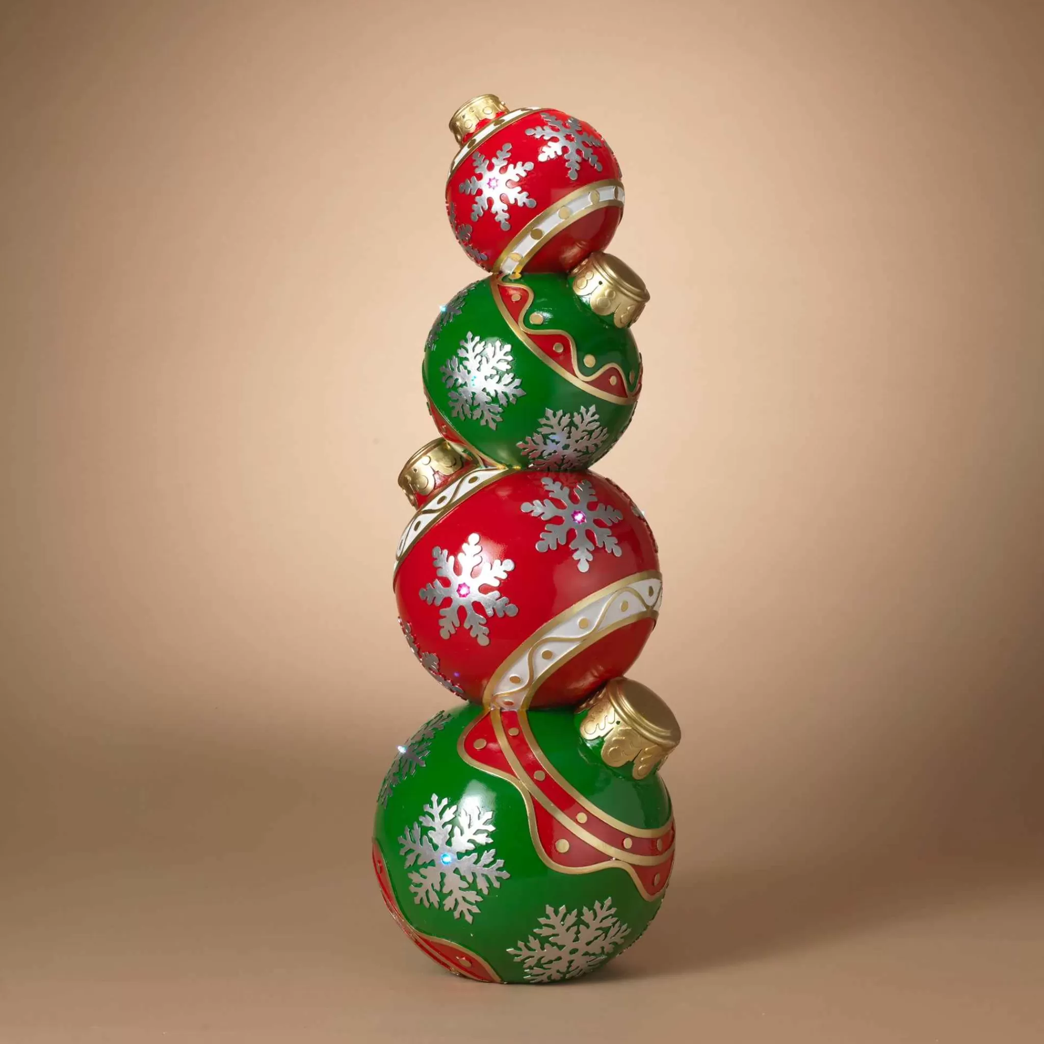 Gerson International Lighted Stack Of Red And Green Christmas Ornaments