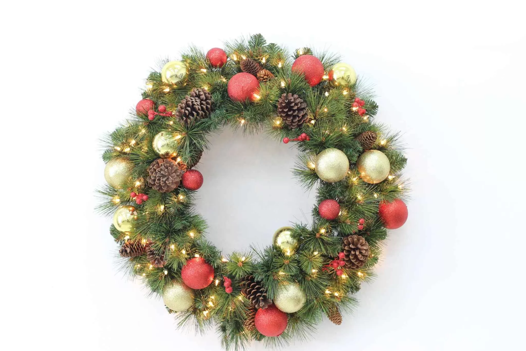 Puleo International 48In Pre-Lit Fairfield Green Wreath Decorated With Clear Lights #114-Fgg1-48Wc3