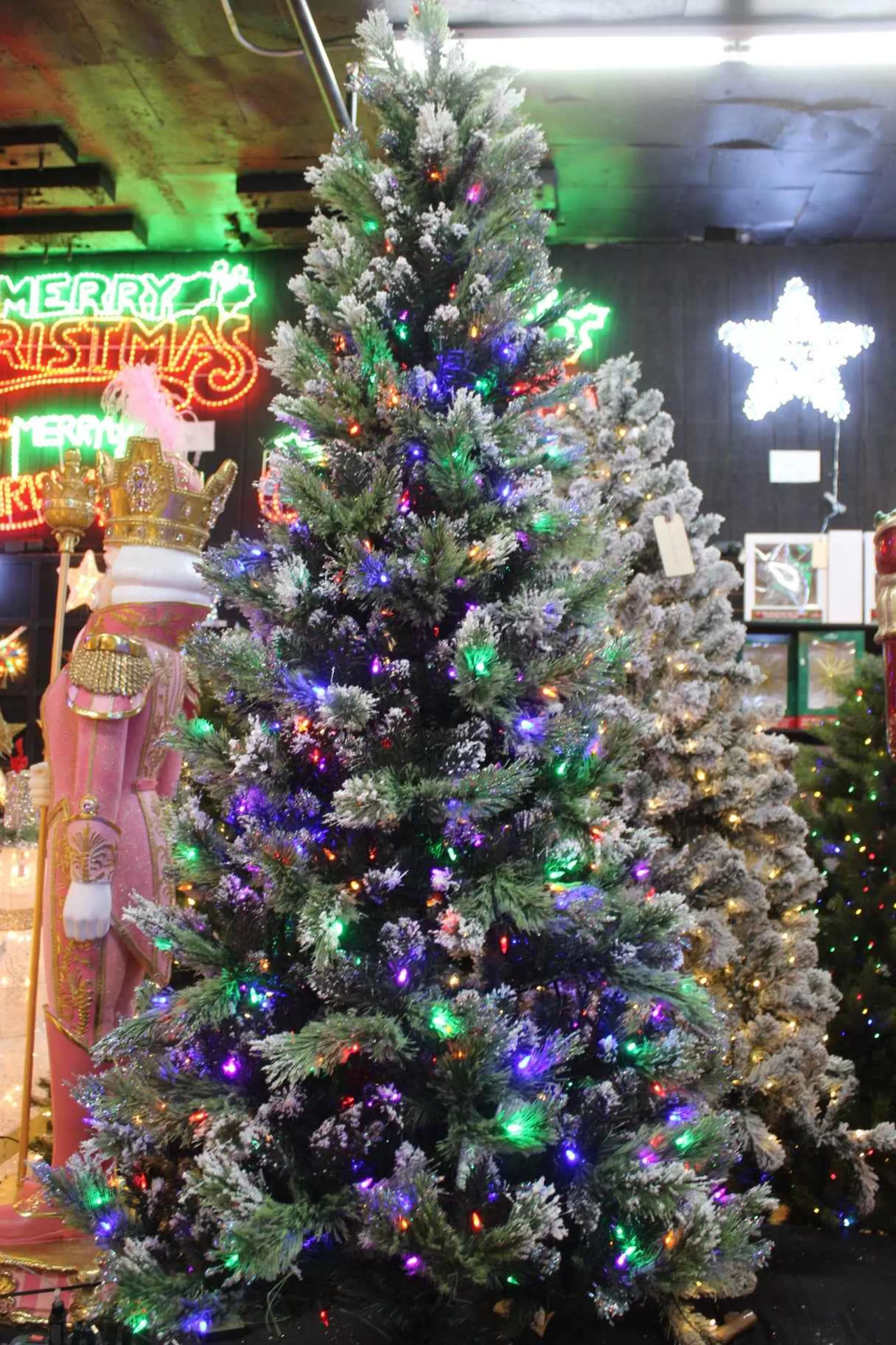 Puleo International 7.5Ft Pre-Lit Snowy Silverton Pine Slim Tree ##114-Sspsl-75F5Lm45
