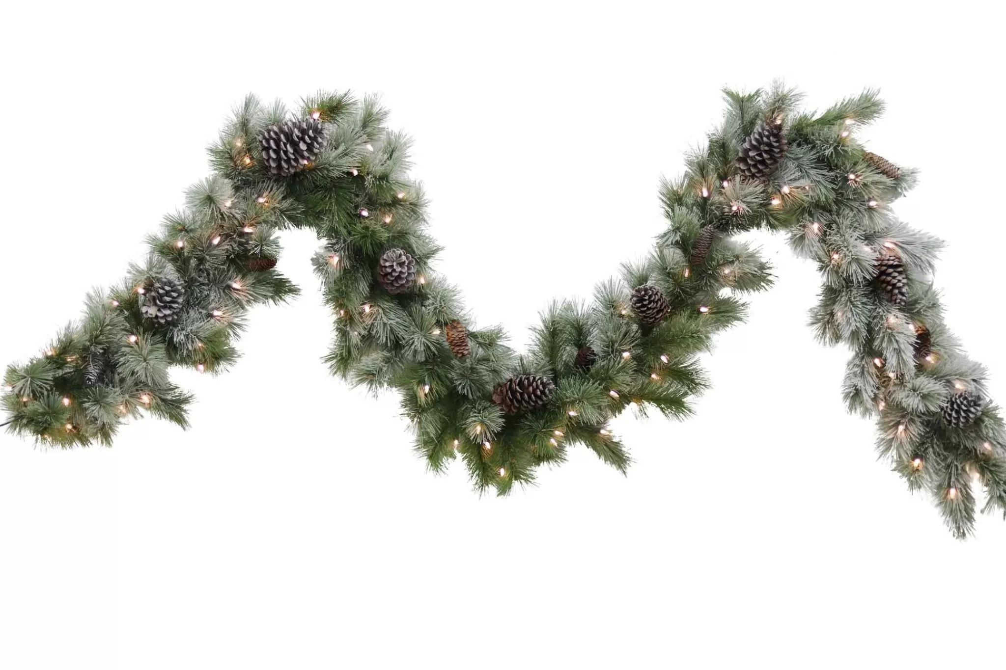 Puleo International 9Ft Flocked Schenectady Fir Garland In Clear #114-Scf-9/12C1