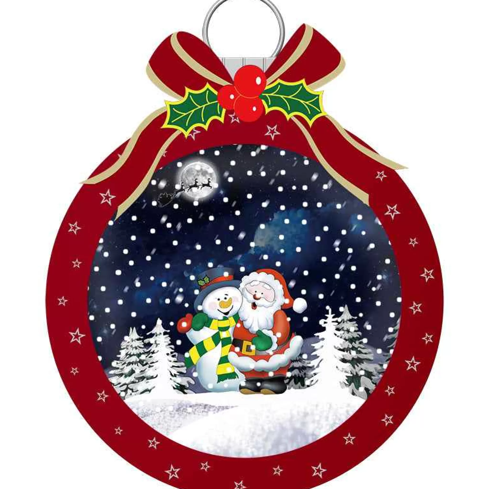 Arys Imports Red Snowing Christmas Ball With Santa And Snowman