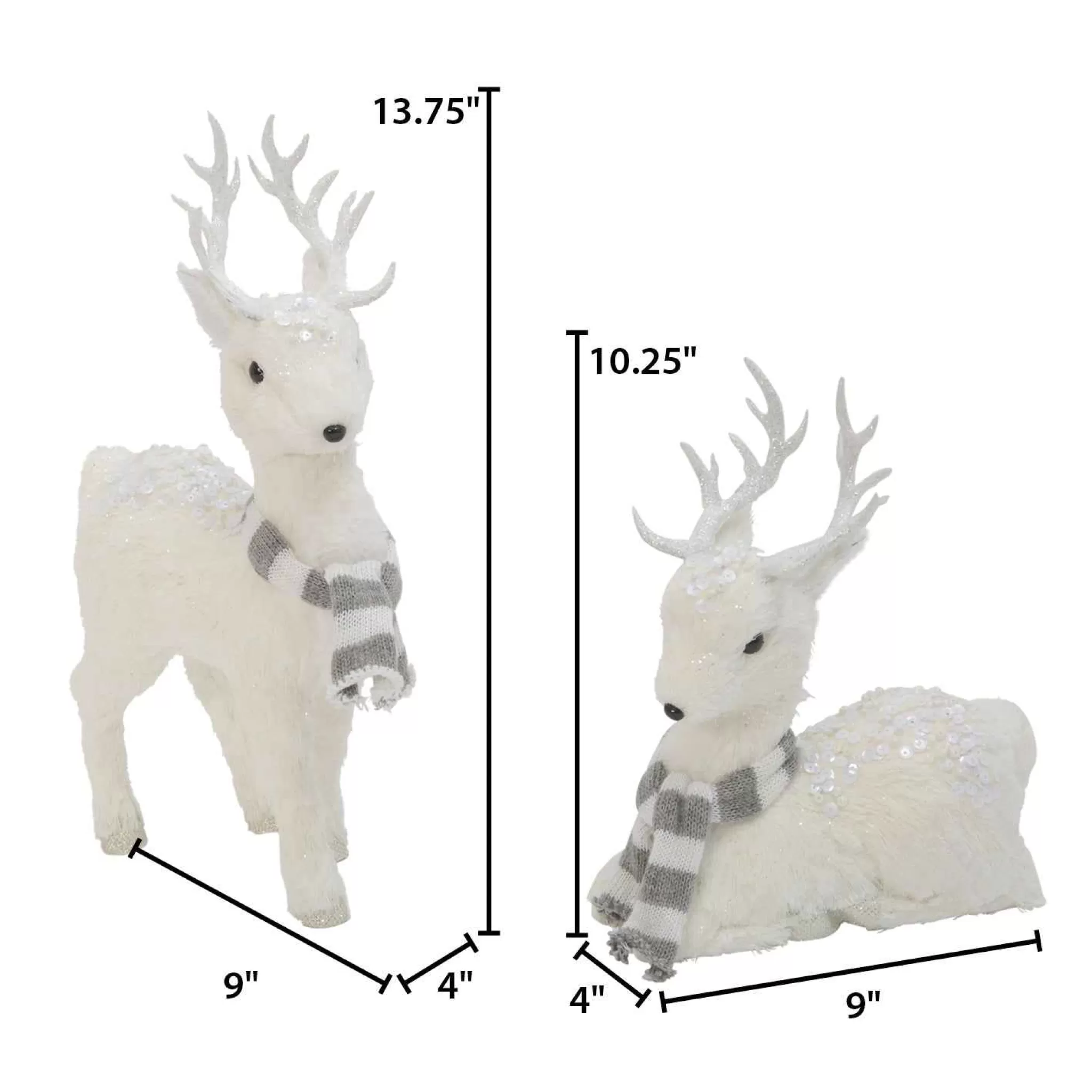 Gerson International Set Of 2 Assorted Deer Figurines With Scarves