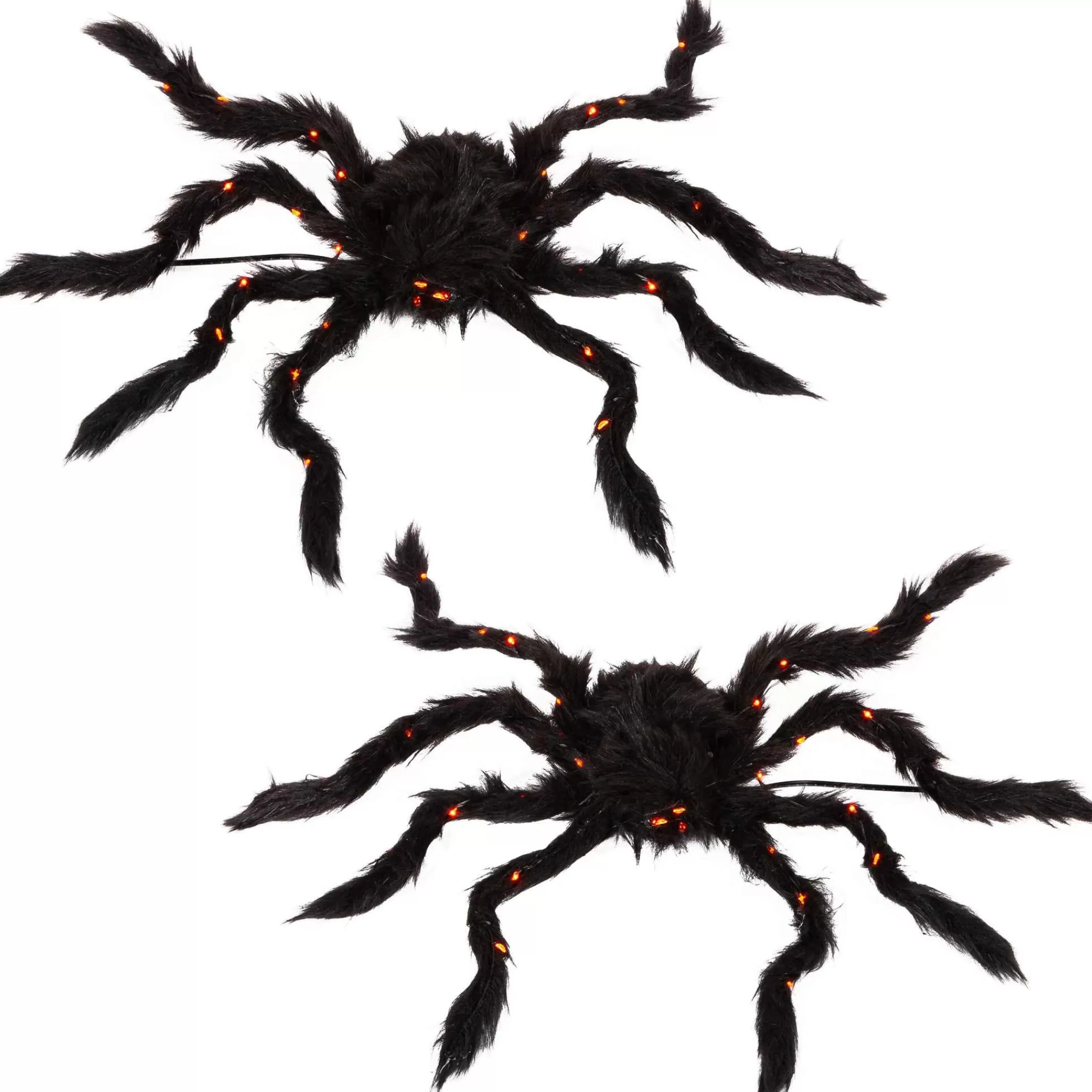 Gerson International Set Of 2 Light Up Halloween Spiders With Purple Micro Leds