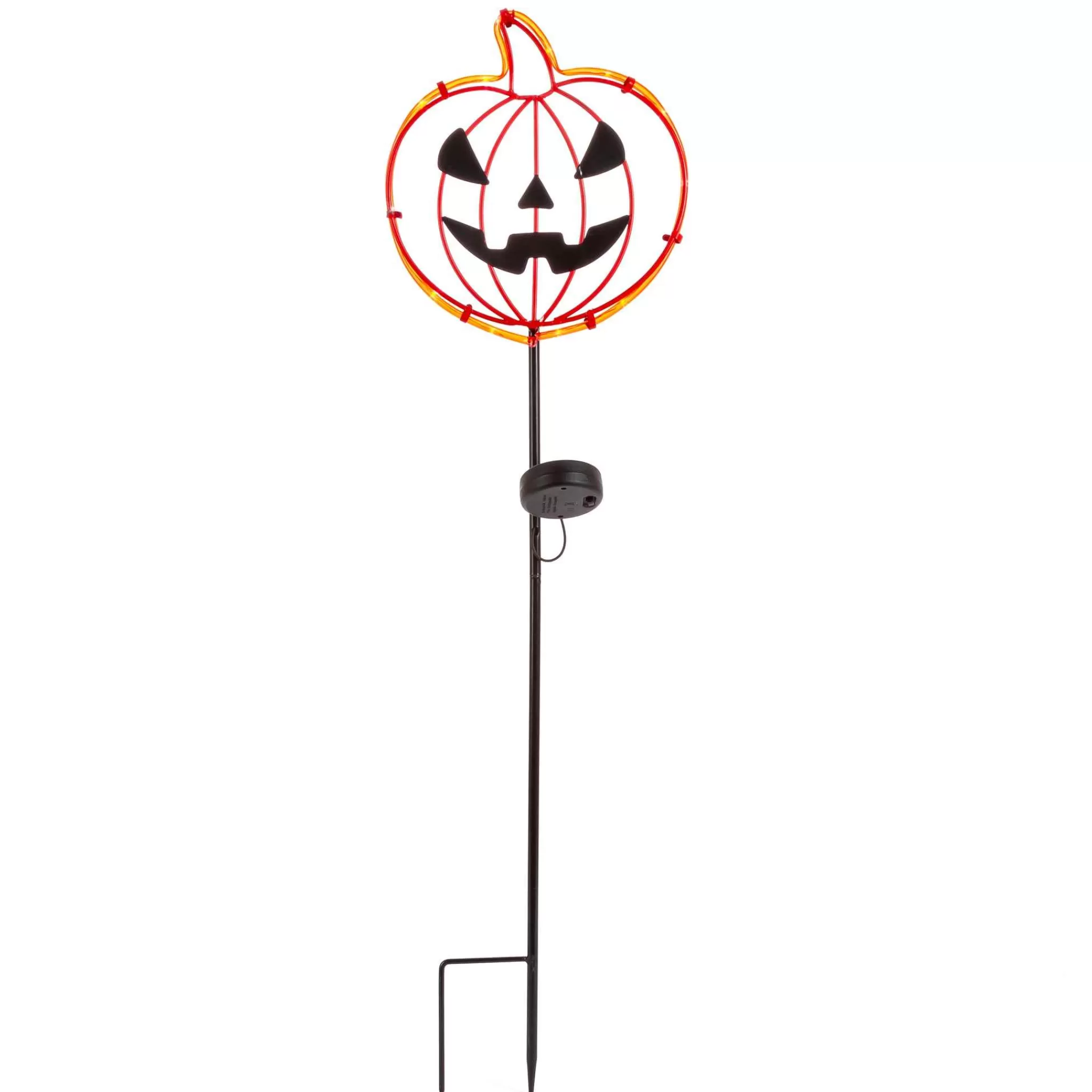 Gerson International Set Of 2 Solar Metal Pumpkin Lantern Yard Stake, Outdoor Decor