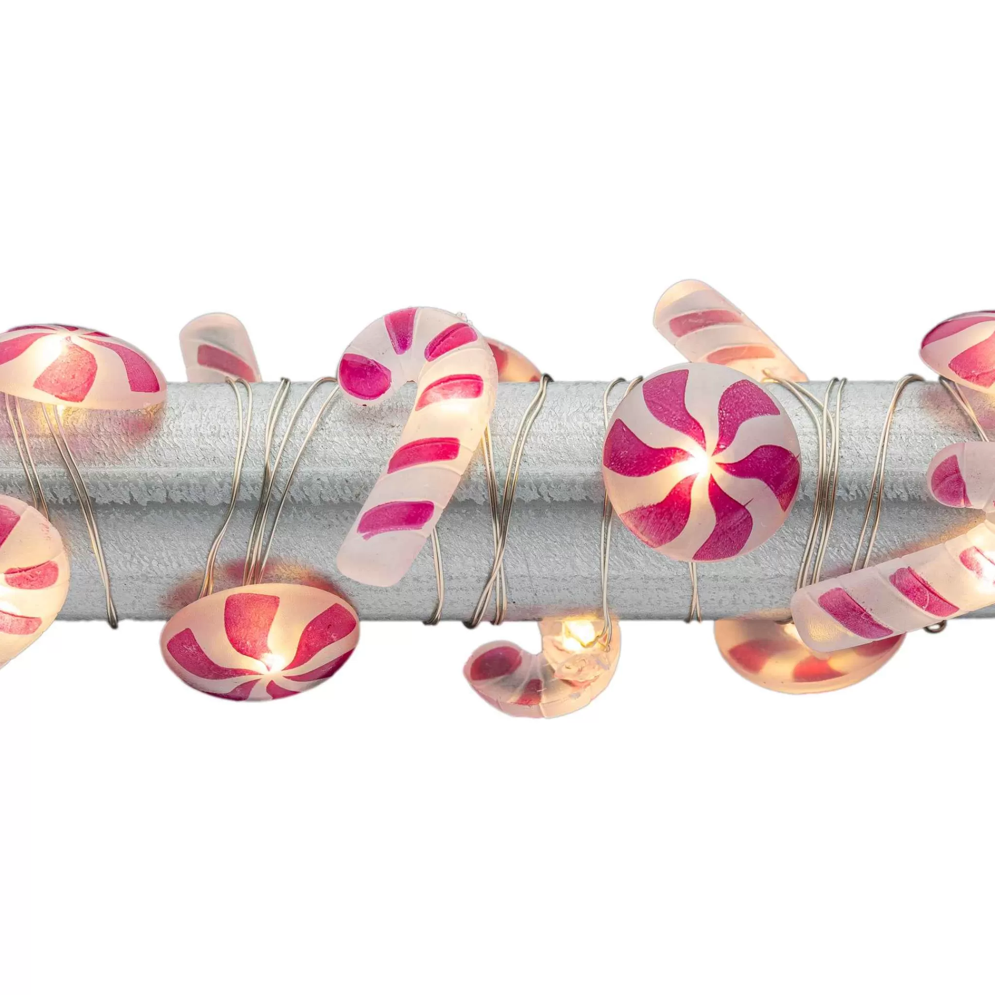 Gerson International Set Of 3 10Ft L Battery Operated Acrylic Candy Cane Micro Led Light String, 30 Warm White Lights