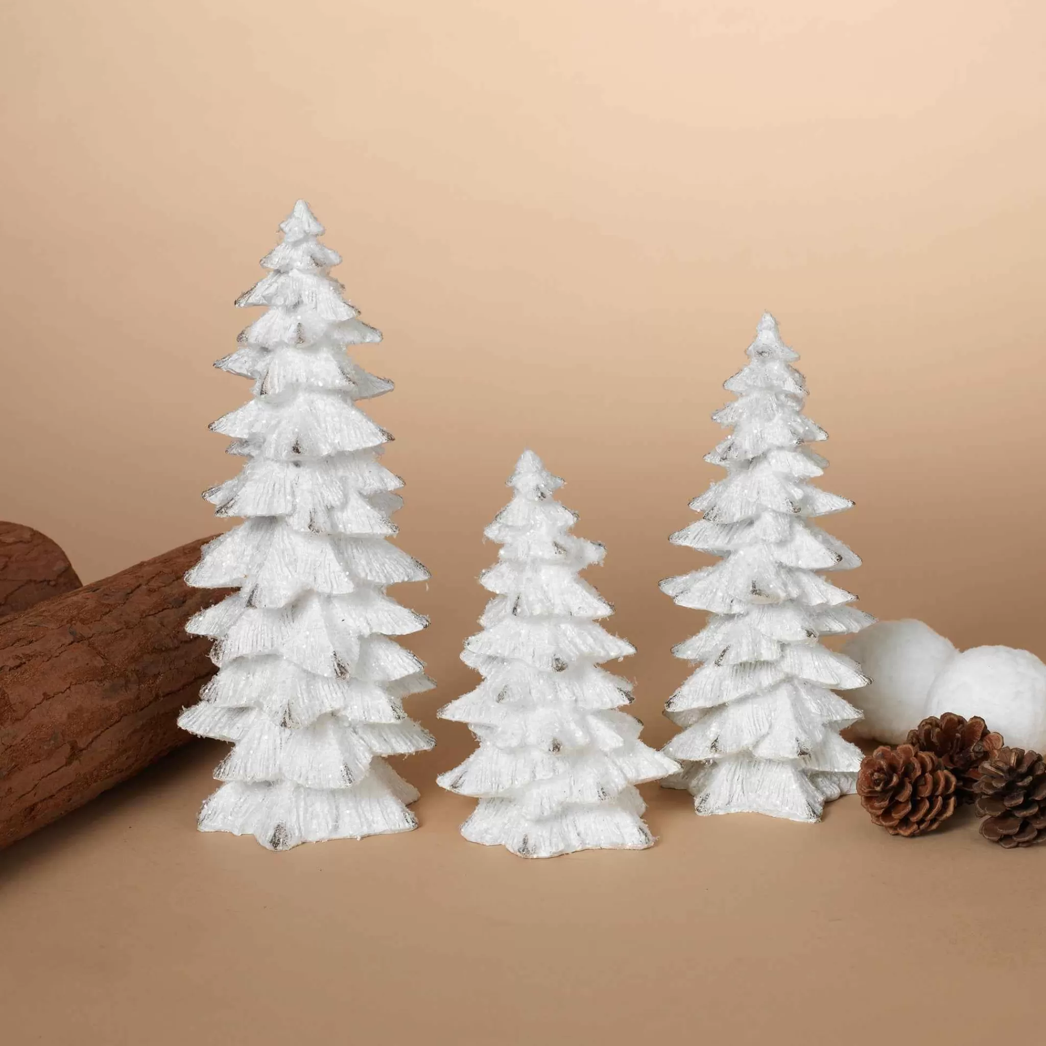 Gerson International Set Of 3 Assorted Resin White Glitter Winter Trees