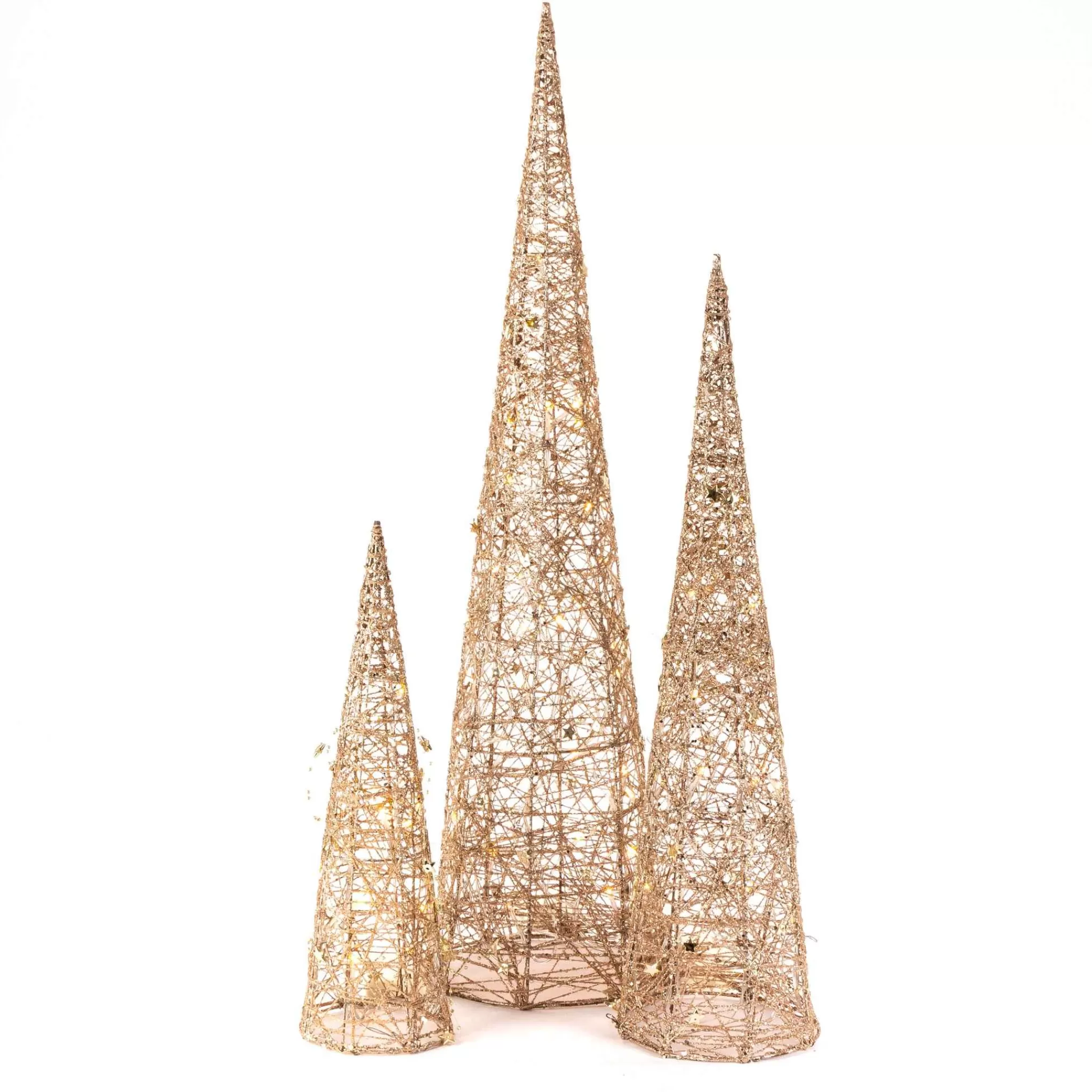 Gerson International Set Of 3 Lighted Holiday Cones