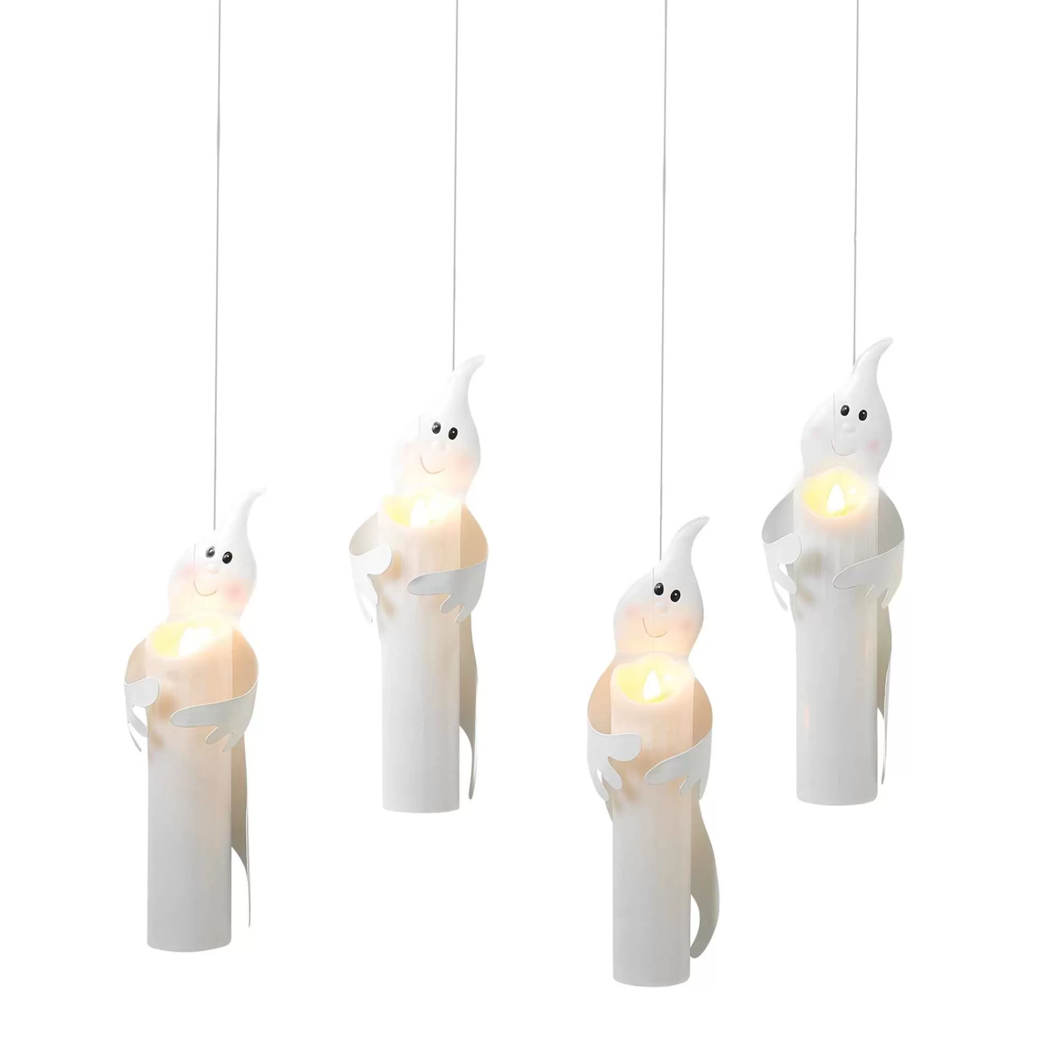 Gerson International Set Of 4 Floating Halloween Ghost Candles With Remote, Timer