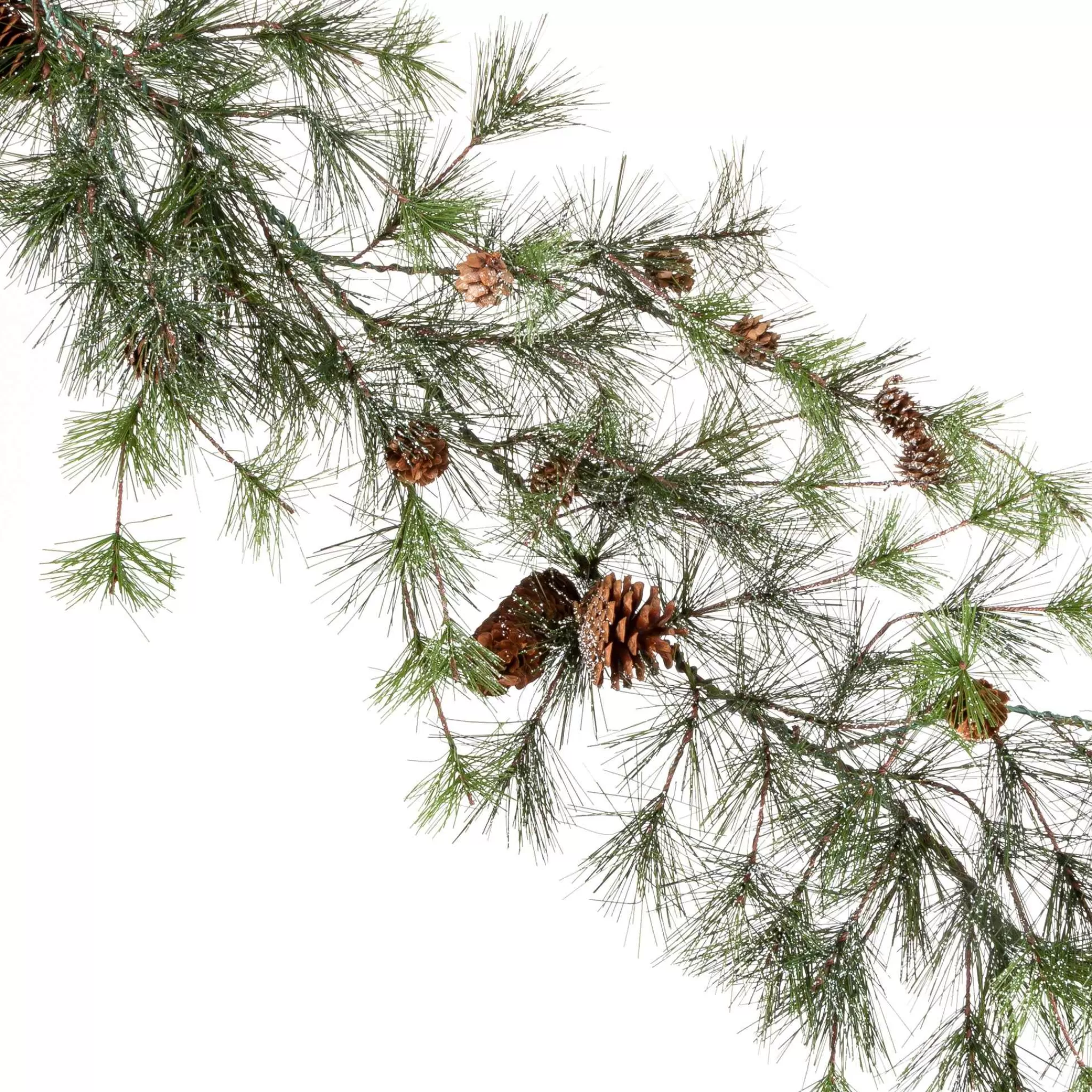 Gerson International Snowy Ming Pine Garland With Drooping Branches And Pinecones