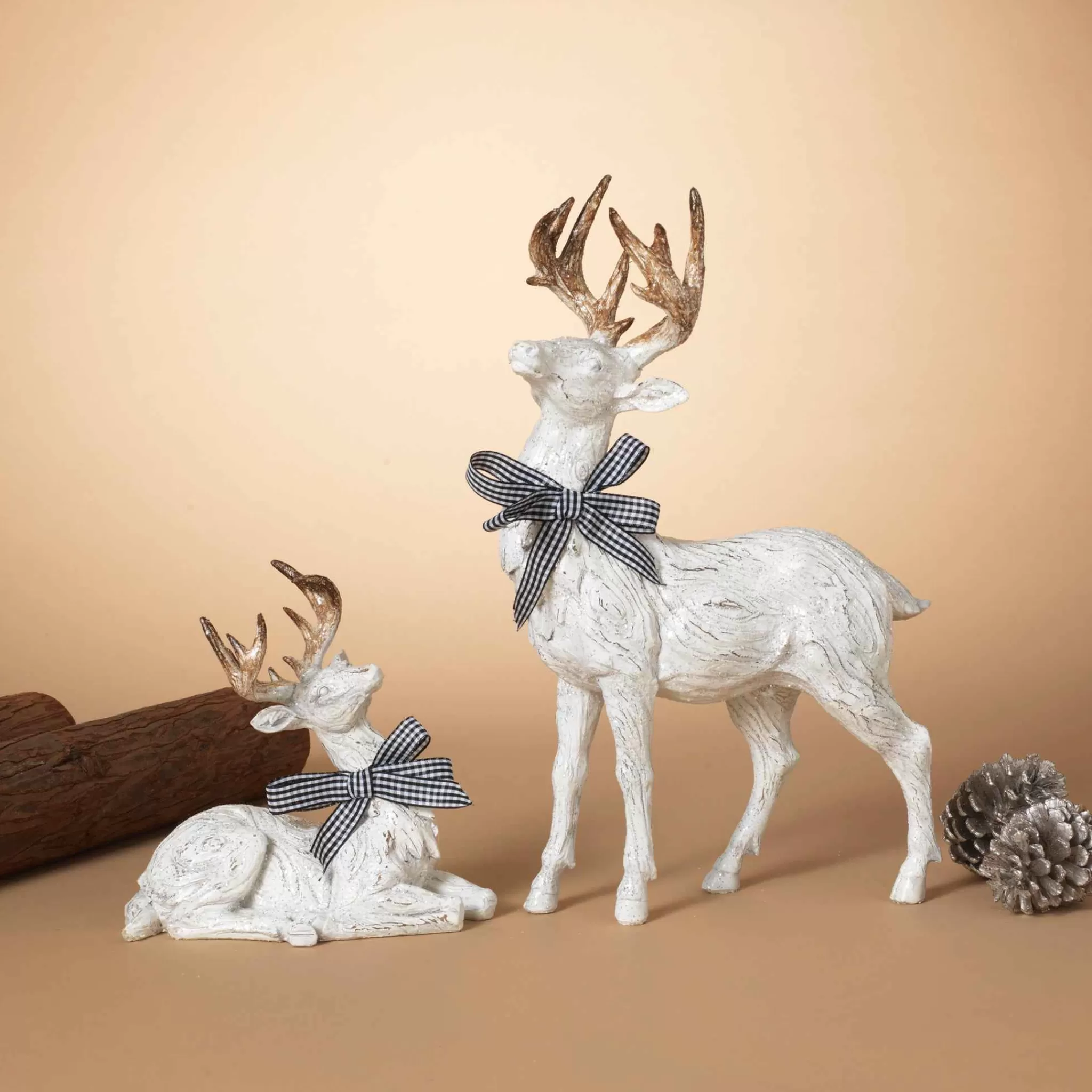Gerson International Traditional Christmas Decor White Gold Reindeer Table Accent