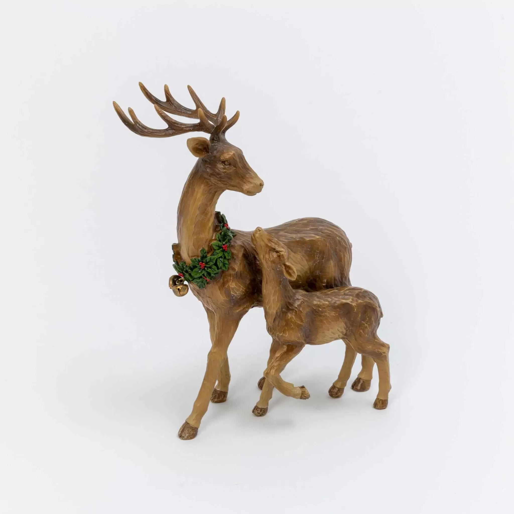Gerson International Traditional Christmas Reindeer Decor With Baby Tabletop Accent